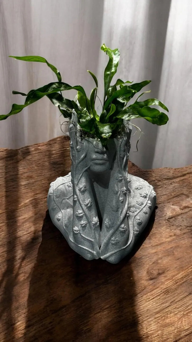 Ivy Goddess Head Planter, Woman Bust Flower Pot, Indoor, Outdoor Plants, Succulents, Cacti, Airplants, Boho Sculpture Decor Home, Office