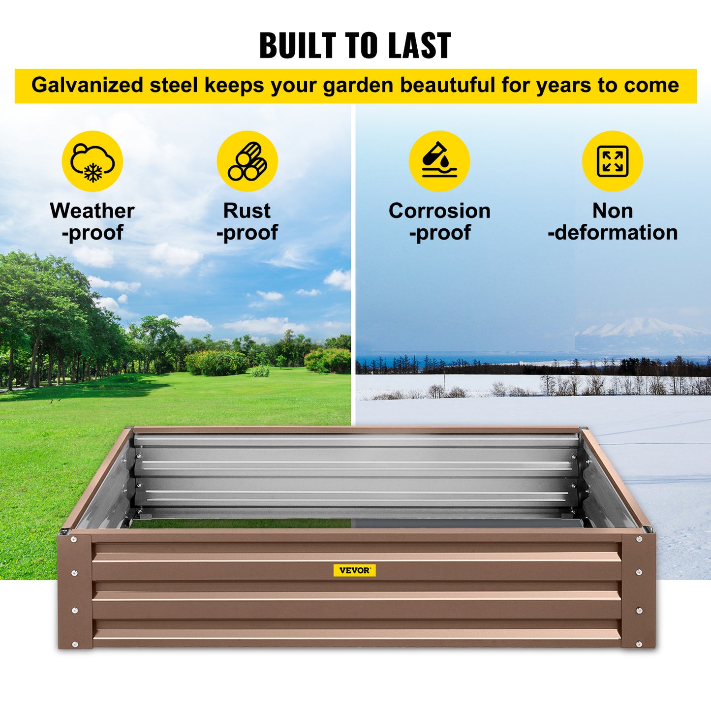 VEVOR Galvanized Raised Garden Bed Planter Box for Plant Flower Vegetable