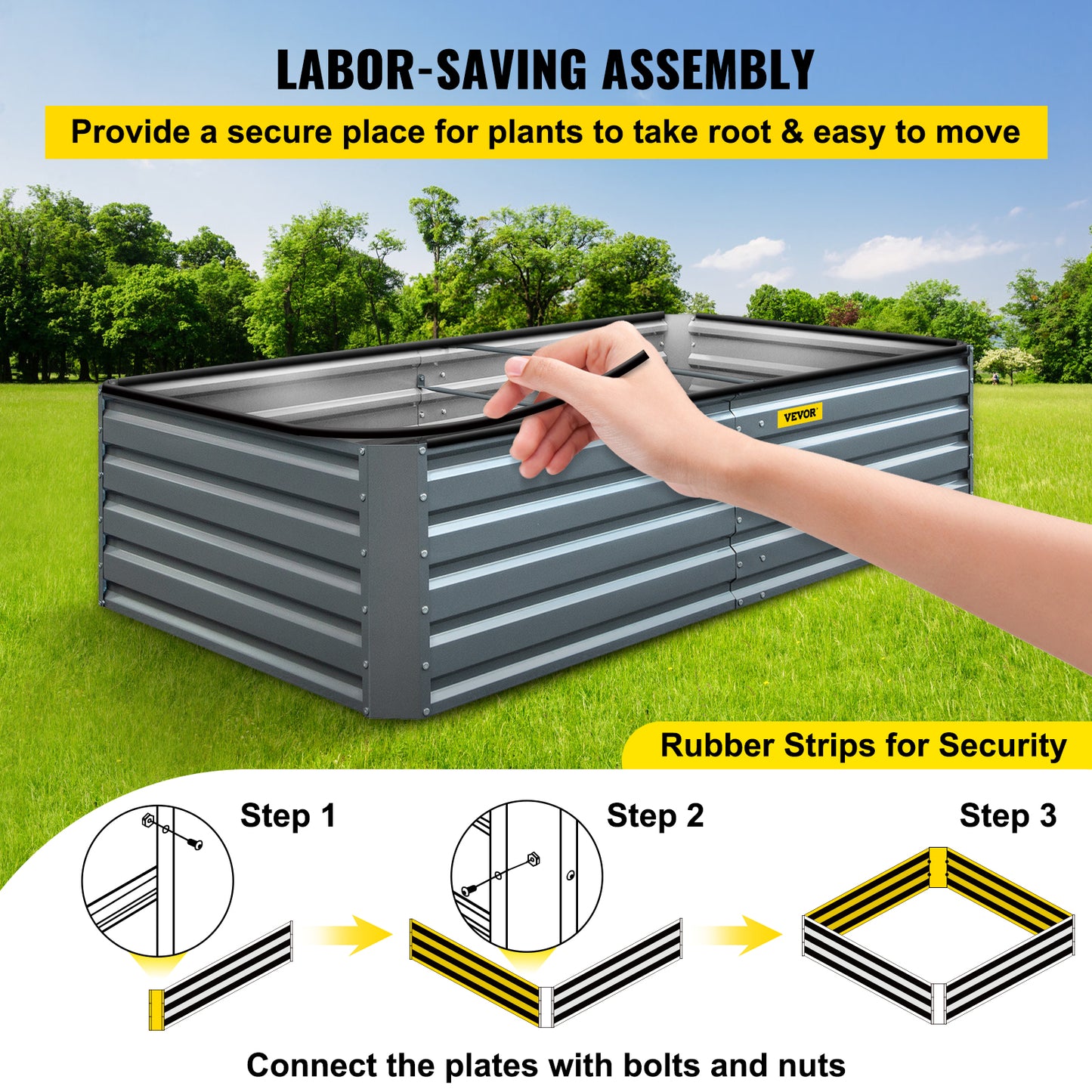 VEVOR Galvanized Raised Garden Bed Planter Box for Plant Flower Vegetable