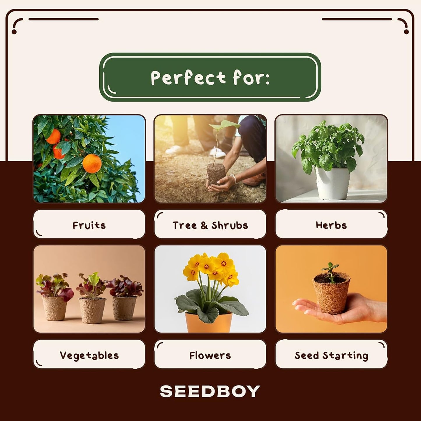 Instasoil™ Nutrient-Rich Potting Soil for Indoor/Outdoor Plants – Compressed Coco Coir– Just Add Water - Expands to 15 Gallons in 5 Minutes - Perfect for Herbs, Vegetables & Microgreens (10Lb Block)