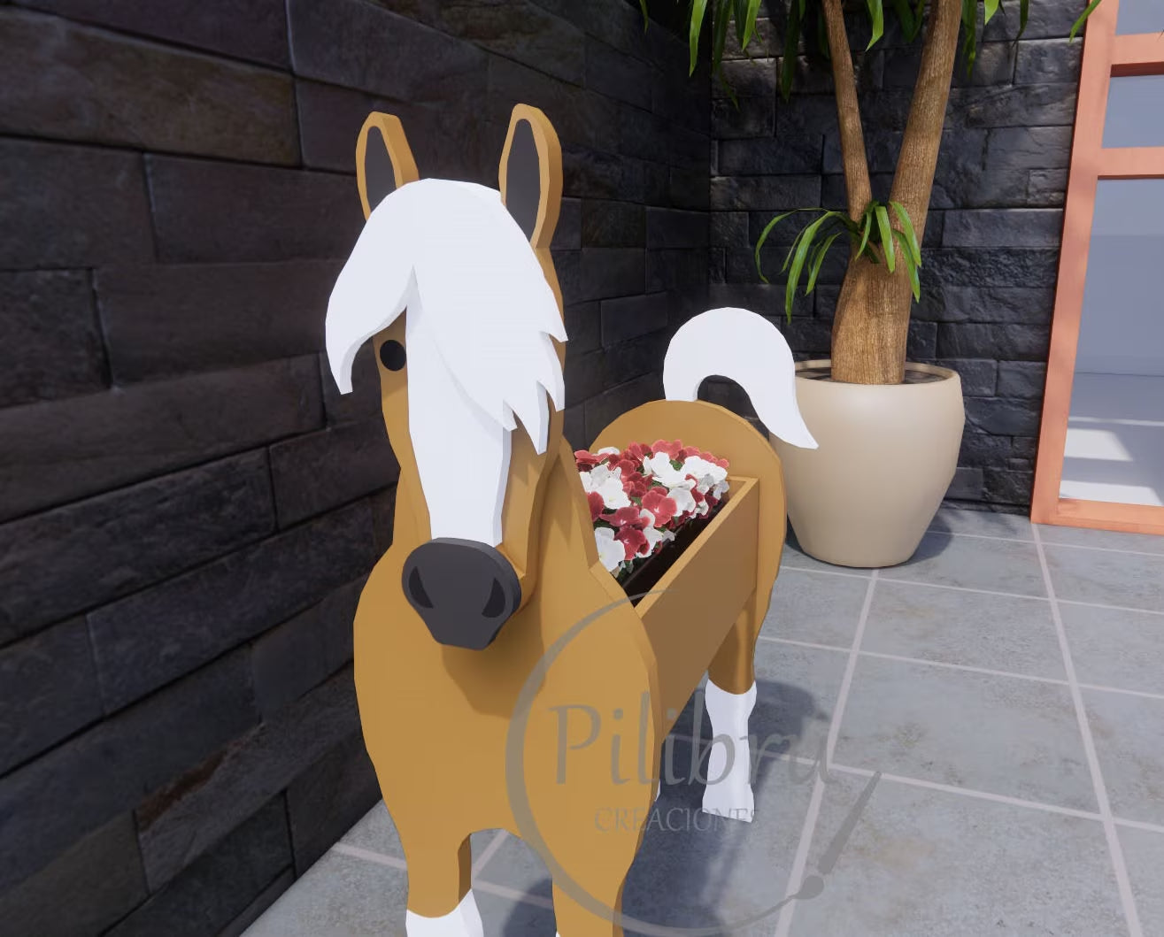 Scroll saw pattern, Horse planter, farm animal, garden ornament, planter box, laser cut, digital file, SVG, DXF, PDF