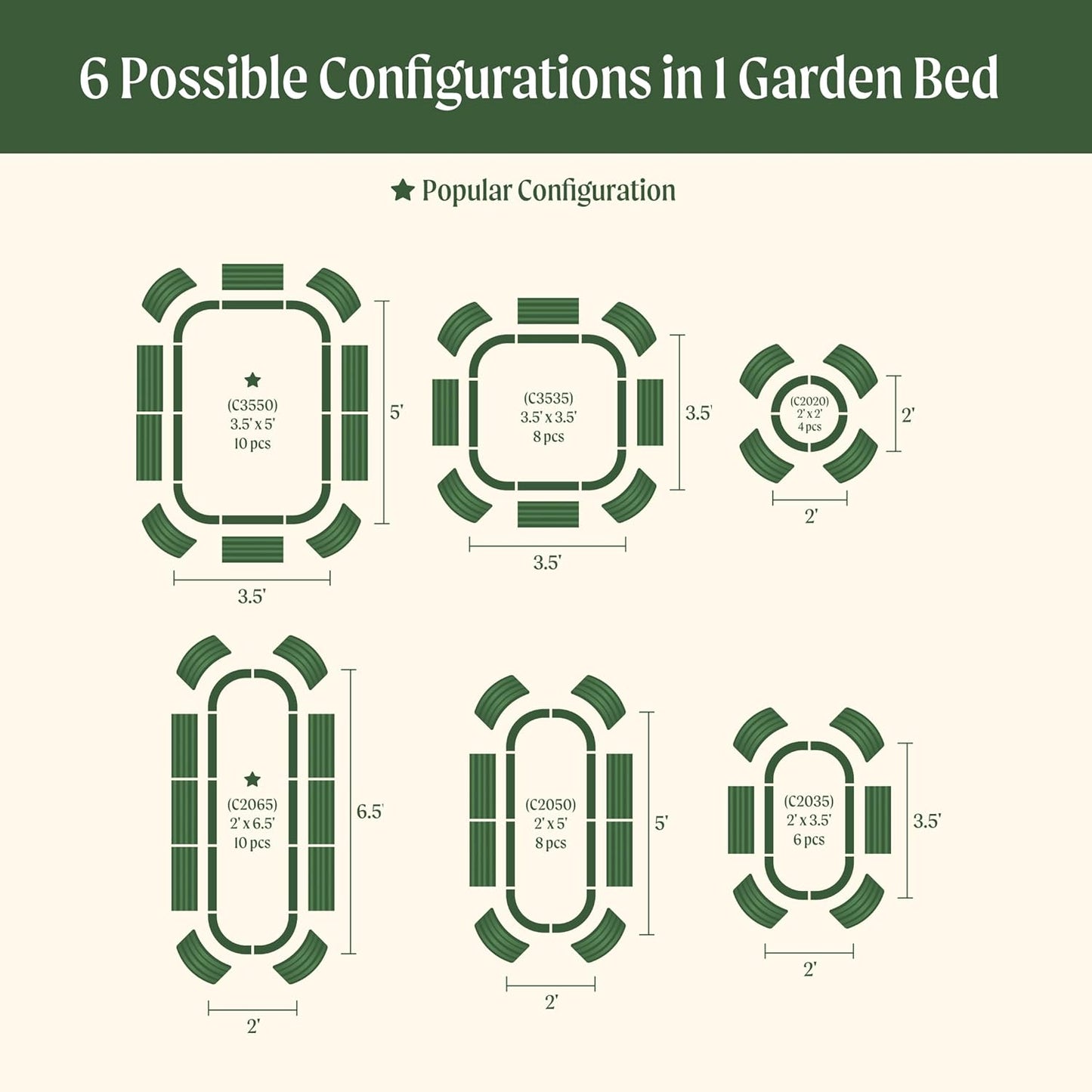 Raised Garden Bed Kits, 17" Tall 6 in 1 Modular Metal Raised Planter Bed for Vegetables Flowers Patio Ground Planter Box-Olive Green