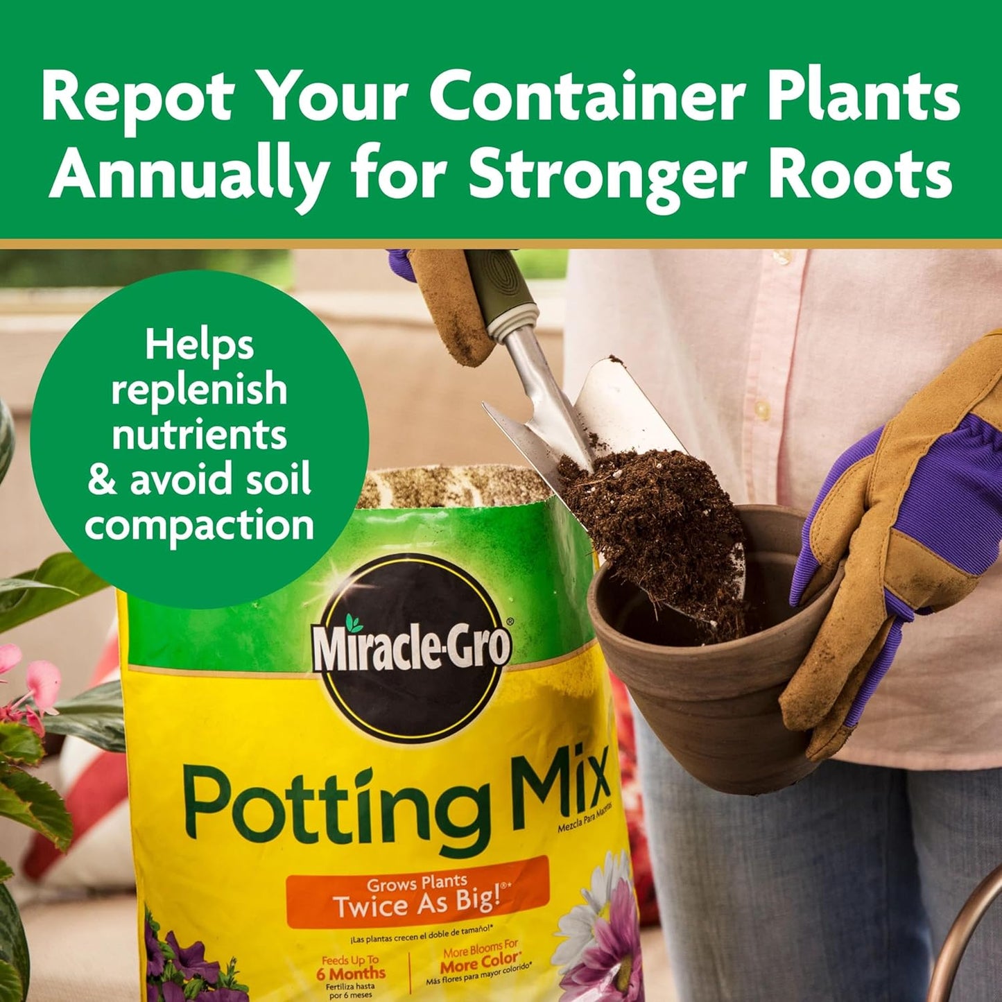 Potting Mix, For Container Plants, Flowers, Vegetables, Annuals, Perennials, Shrubs, Feeds for up to 6 Months, 16. qt., 2-Pack