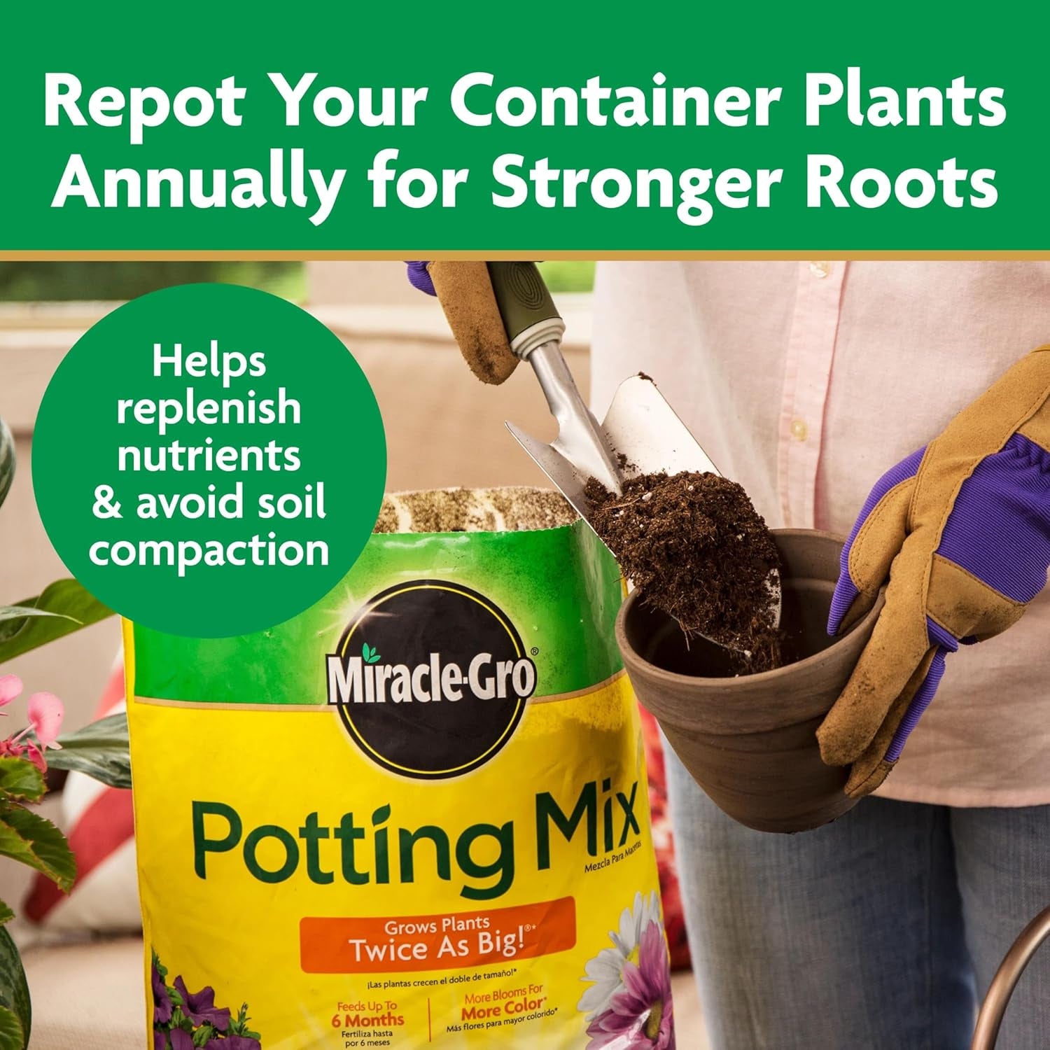 Potting Mix, For Container Plants, Flowers, Vegetables, Annuals, Perennials, Shrubs, Feeds for up to 6 Months, 16. qt., 2-Pack