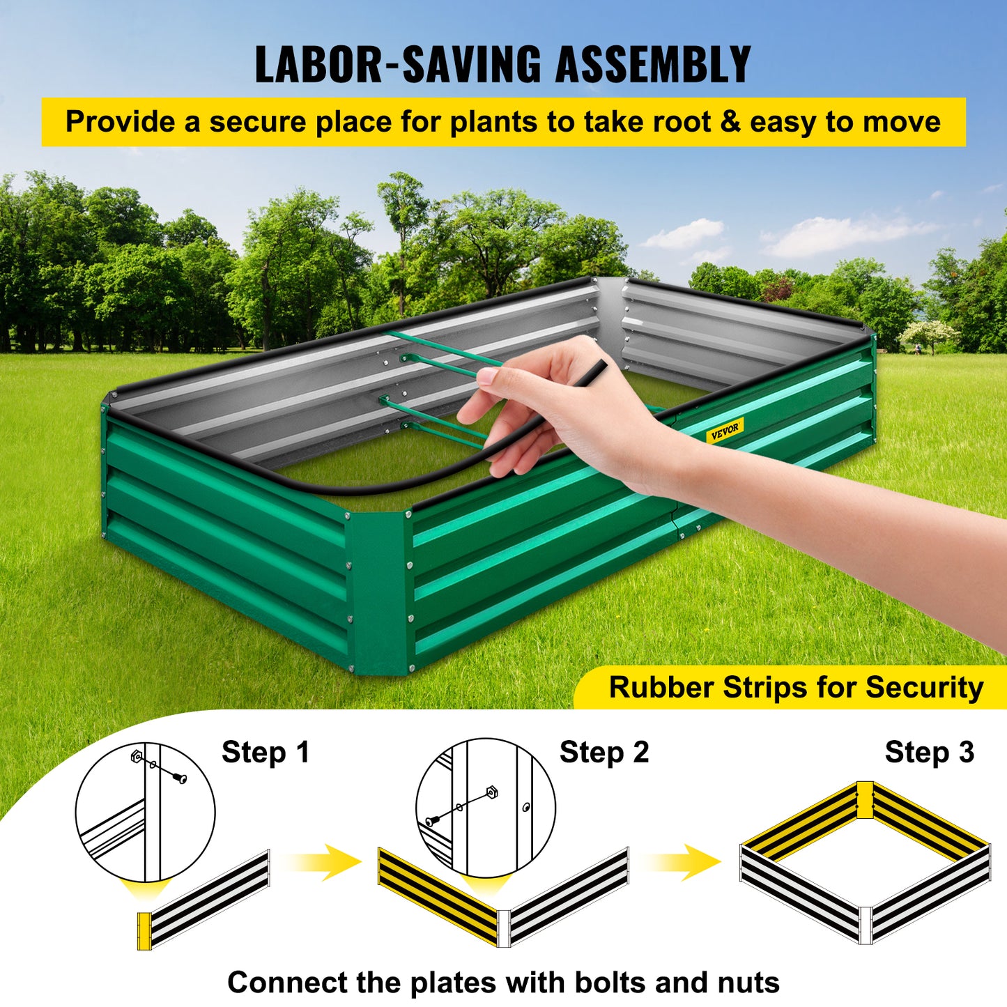 VEVOR Galvanized Raised Garden Bed Planter Box for Plant Flower Vegetable