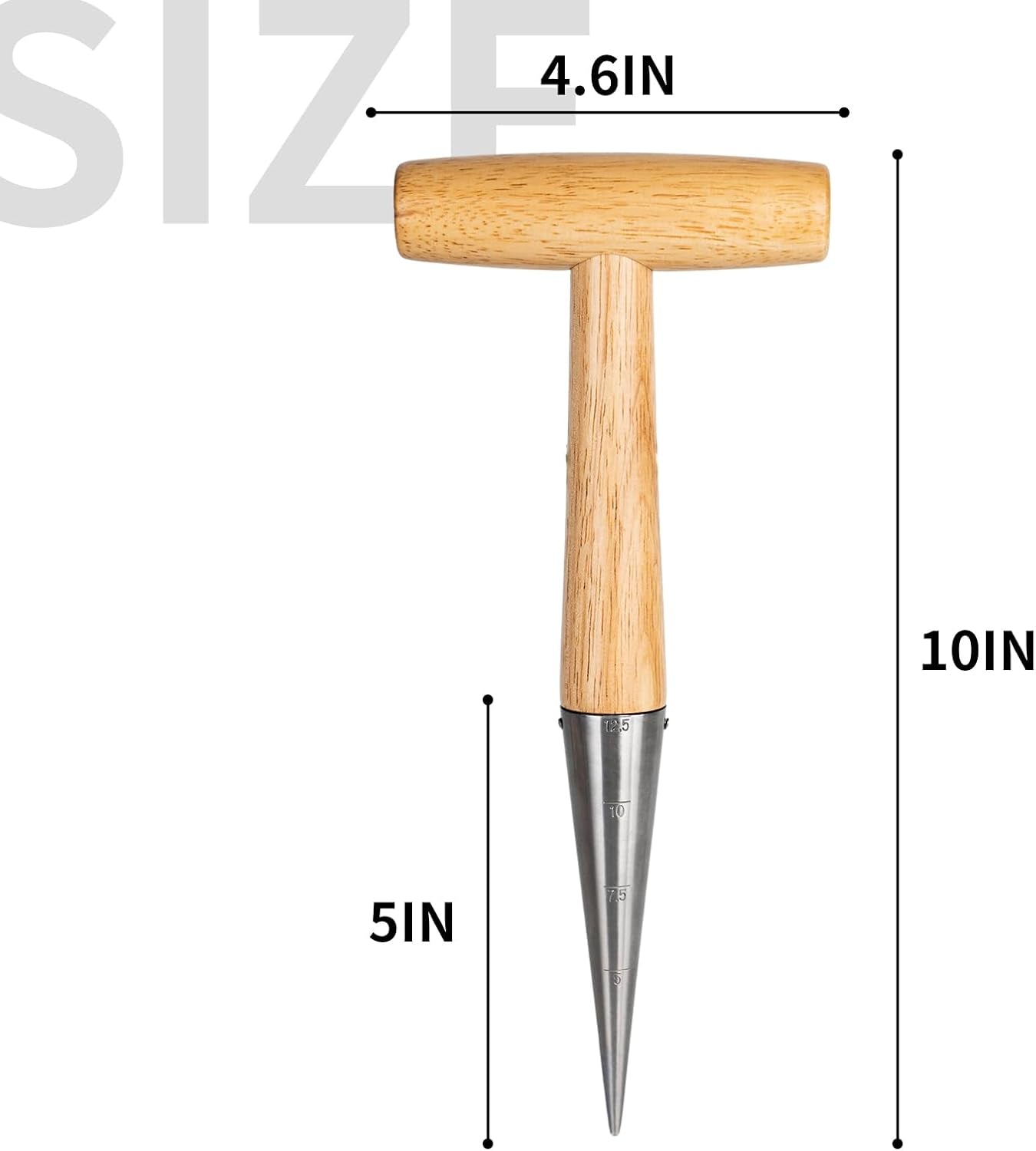Hand Dibber Garden Tool, Seed Planter Tool with Wood Handle for Sowing Seed - 5" Seed Dispenser for Planting Steel Garden Dibber, Transplanting Plants,Planting Bulb,Digging