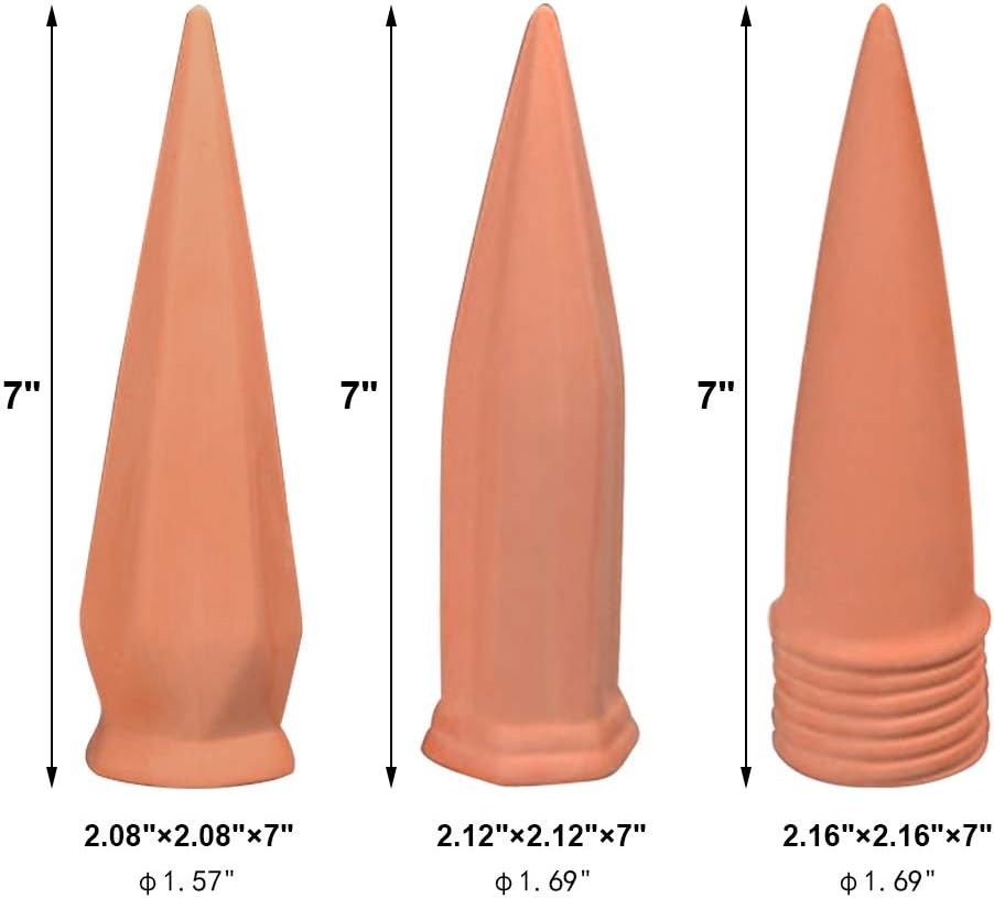 Plant Watering Devices, Plant Waterer Self Watering Terracotta Spikes Automatically Water Your Indoor and Outdoor Plants While on Vacation (6Pc)