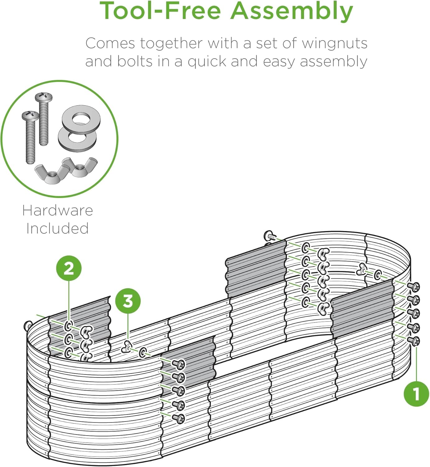 8x2x2ft Metal Raised Garden Bed, Oval Outdoor Deep Root Planter Box for Vegetables, Herbs w/ 4 Support Bars, 215 Gal Capacity - Charcoal