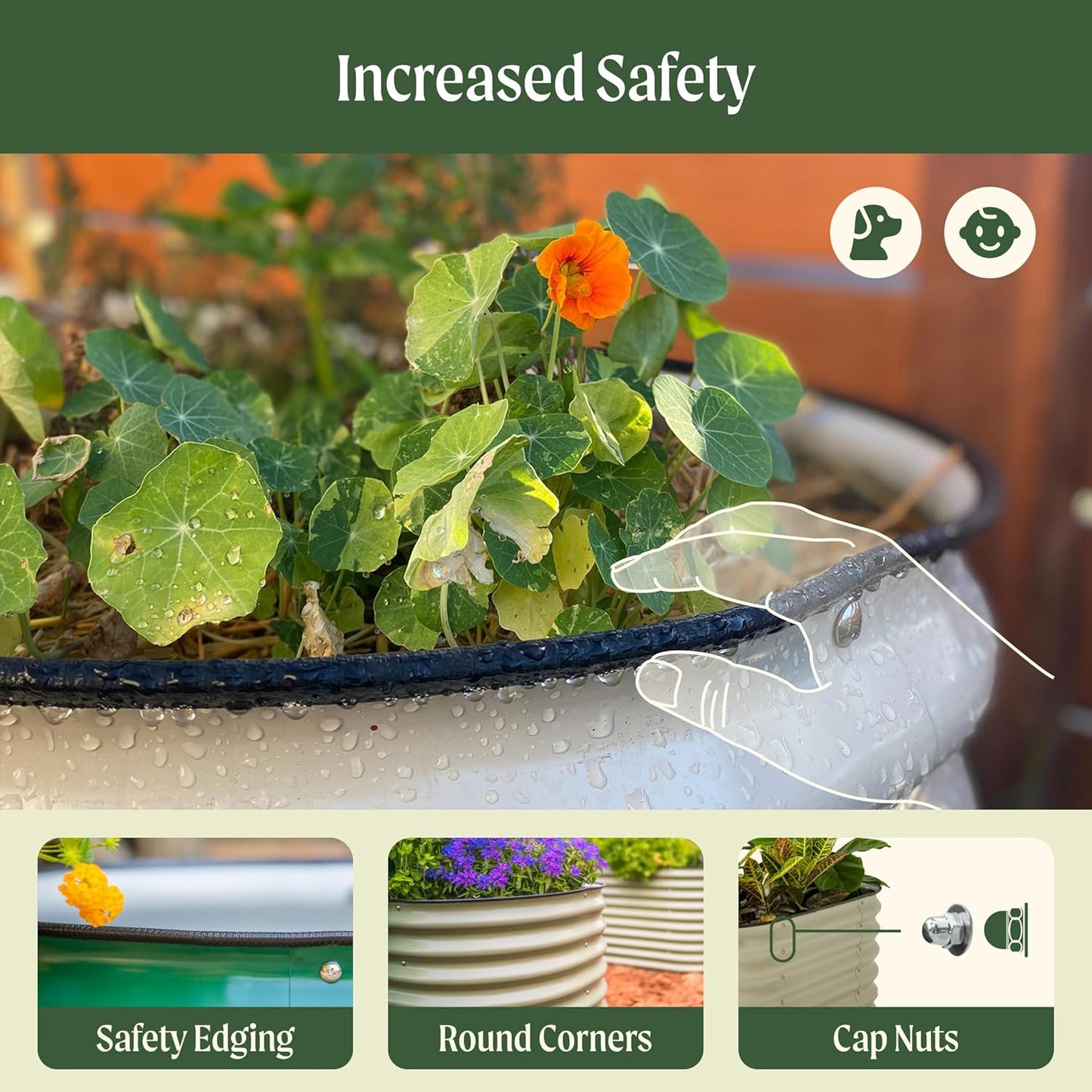Raised Garden Bed Kits, 17" Tall 9 in 1 8ft X 2ft Metal Raised Planter Bed for Vegetables Flowers Ground Planter Box-British Green