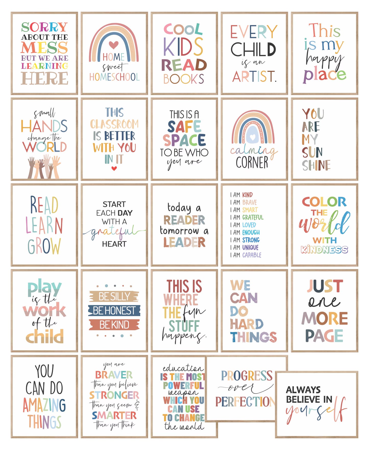 Set of 225 Educational Posters, Neutral Montessori Classroom Decor, Playroom, Homeschool Learning Prints, Homeschool Printable Toddler