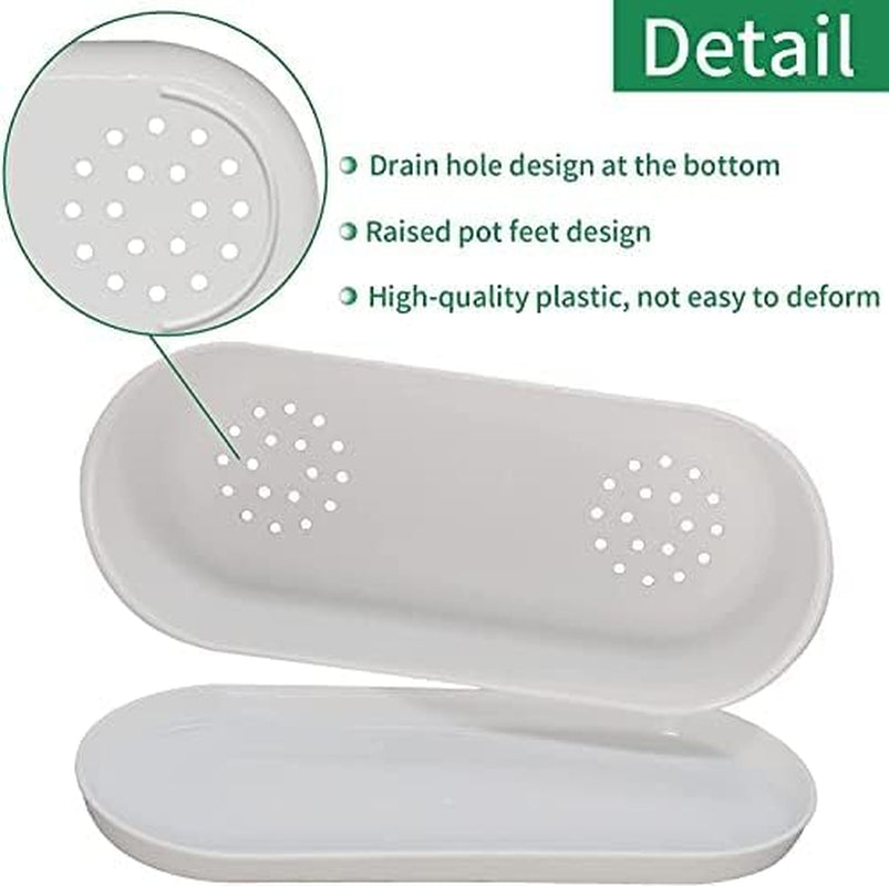 10-Pack Herb Planter with Saucer for Plant Window Box, Plastic Planter with Multiple Drainage Holes and Tray for Home Garden Succulents Modern Decorative Window Planter Box Flower Pots Gardening Pot