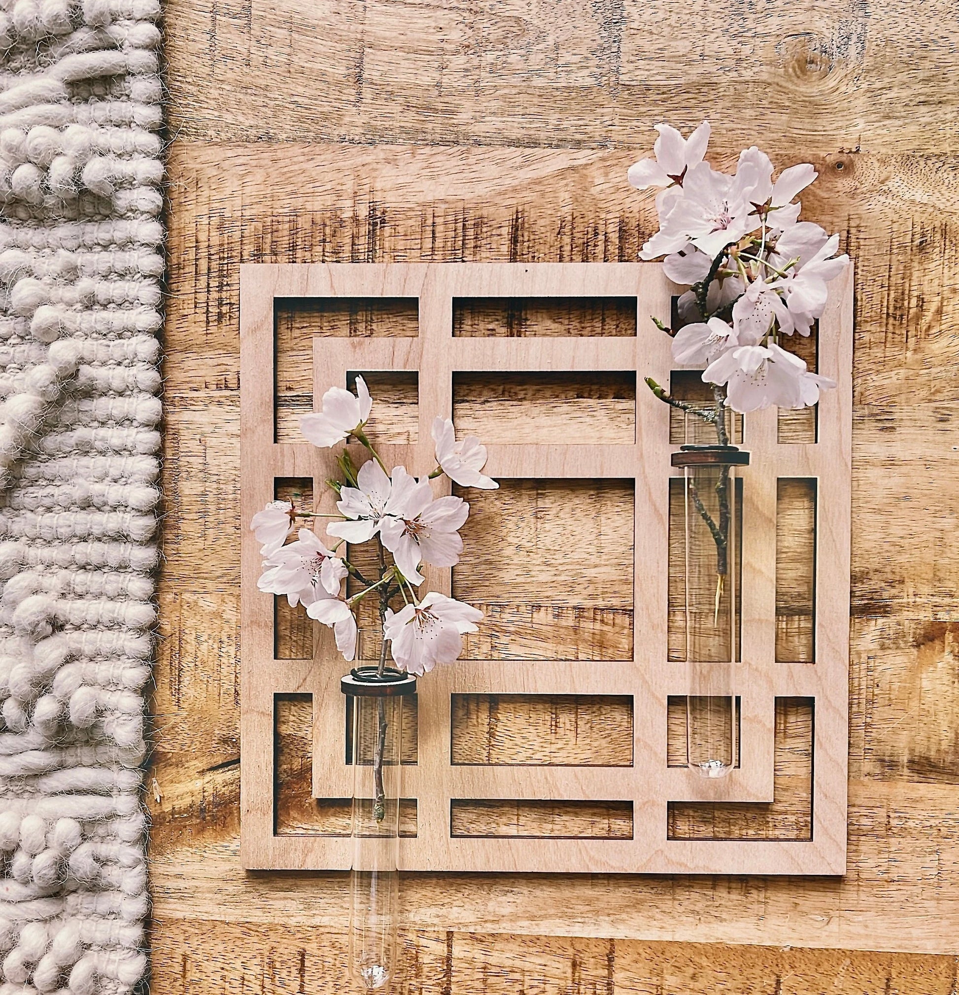 Wood Wall decor Geo Square Propagation station / Mountain / Wall planter indoor / Hanging planter/ Gifts for her for plant lovers Plant Wall