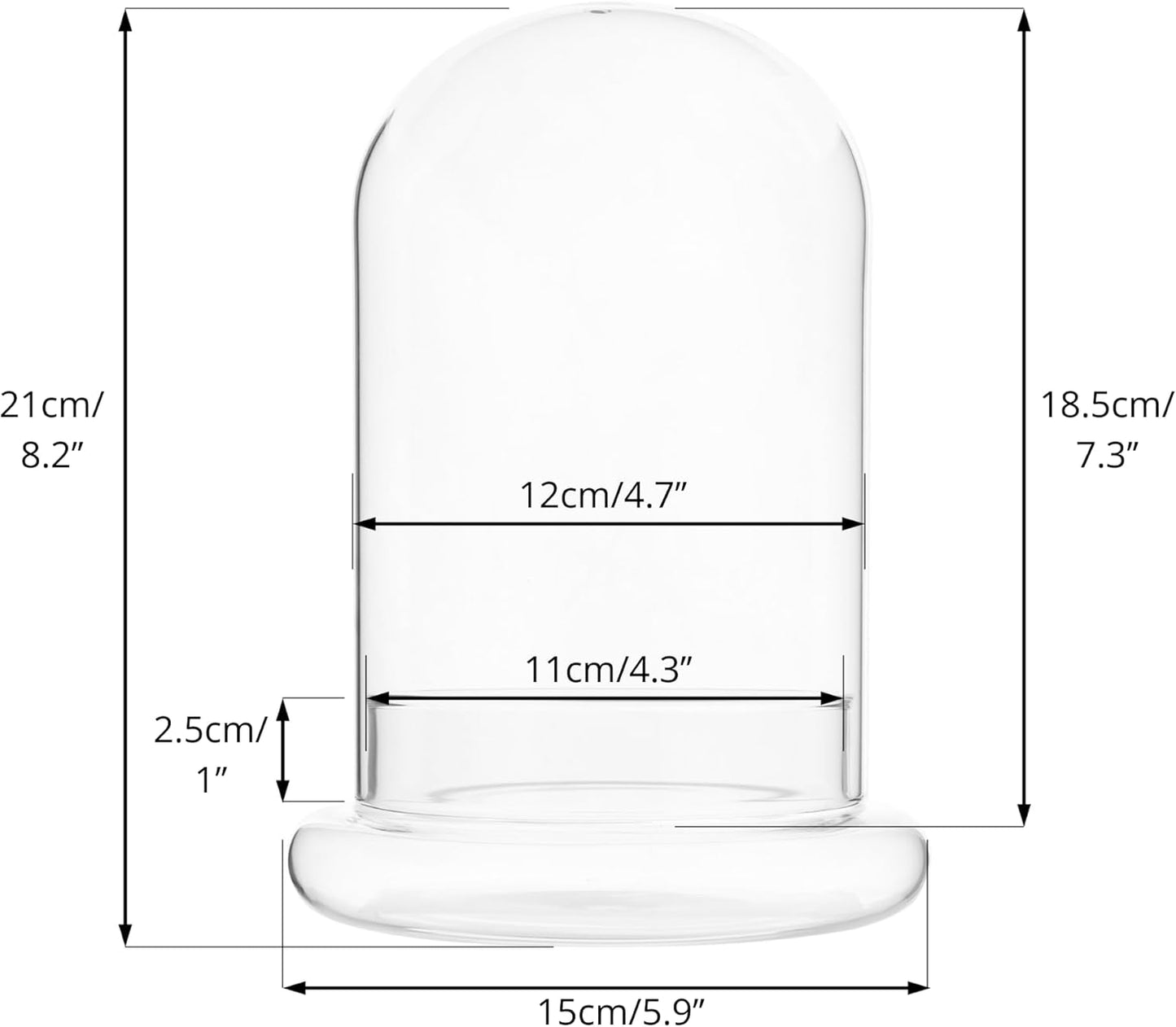 Glass Cloche Dome with Air Hole and Base, 5.9 x 5.9 x 8.2 Inches, Clear Terrarium Planter for Carnivorous Plants, Small Cactus, Succulents, Venus Flytrap, Tabletop Decoration (No Plants)