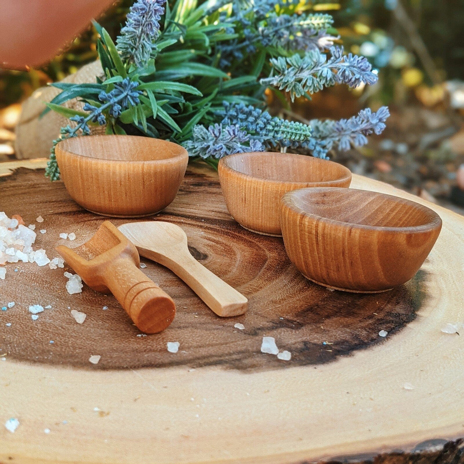 Wooden Potion Play Set - wooden bowls and spoons - all natural toys - gift for kids