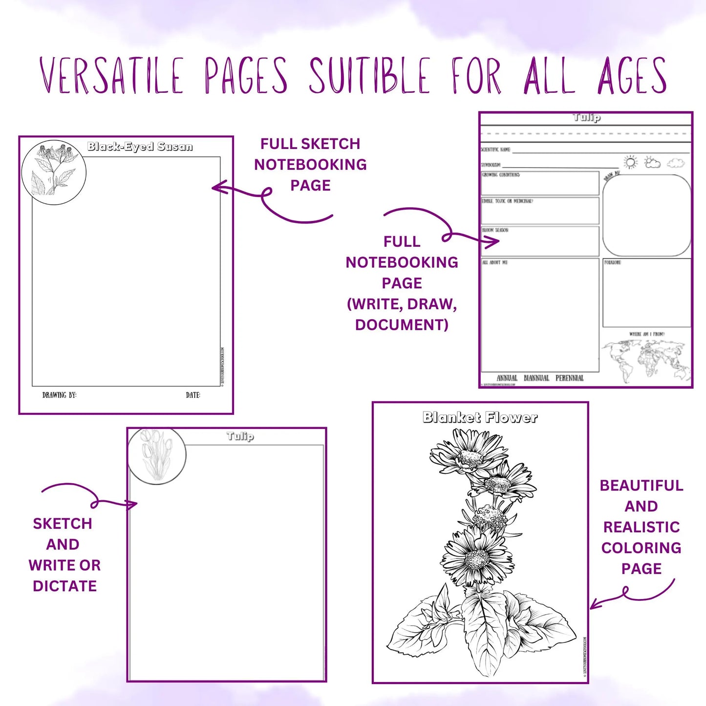 HUGE Homeschool Flower Notebooking Pack 322 Pages Flower Garden Unit Study Worksheets Curriculum Nature Journal Flashcard Coloring Page