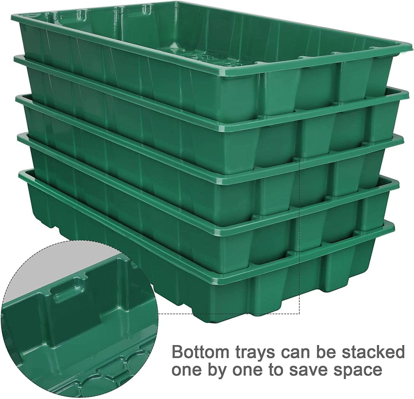 Seedling Trays Seed Starter Tray, 5-Pack Mini Propagator Plant Greenhouse Grow Kit with Humidity Vented Domes and Base for Seeds' Starting (40 Cells Per Tray, Total 200 Cells), Green