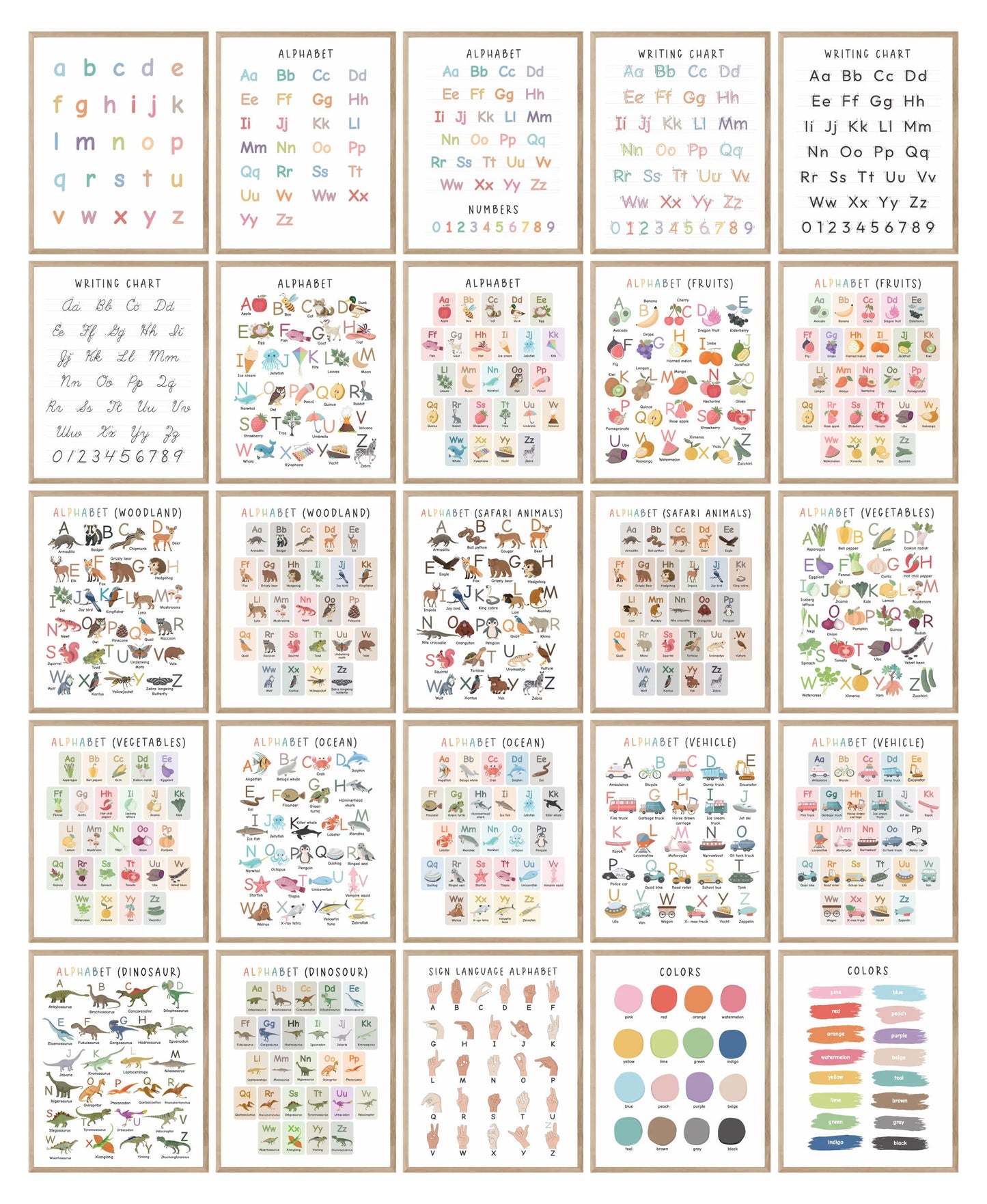 Set of 225 Educational Posters, Neutral Montessori Classroom Decor, Playroom, Homeschool Learning Prints, Homeschool Printable Toddler