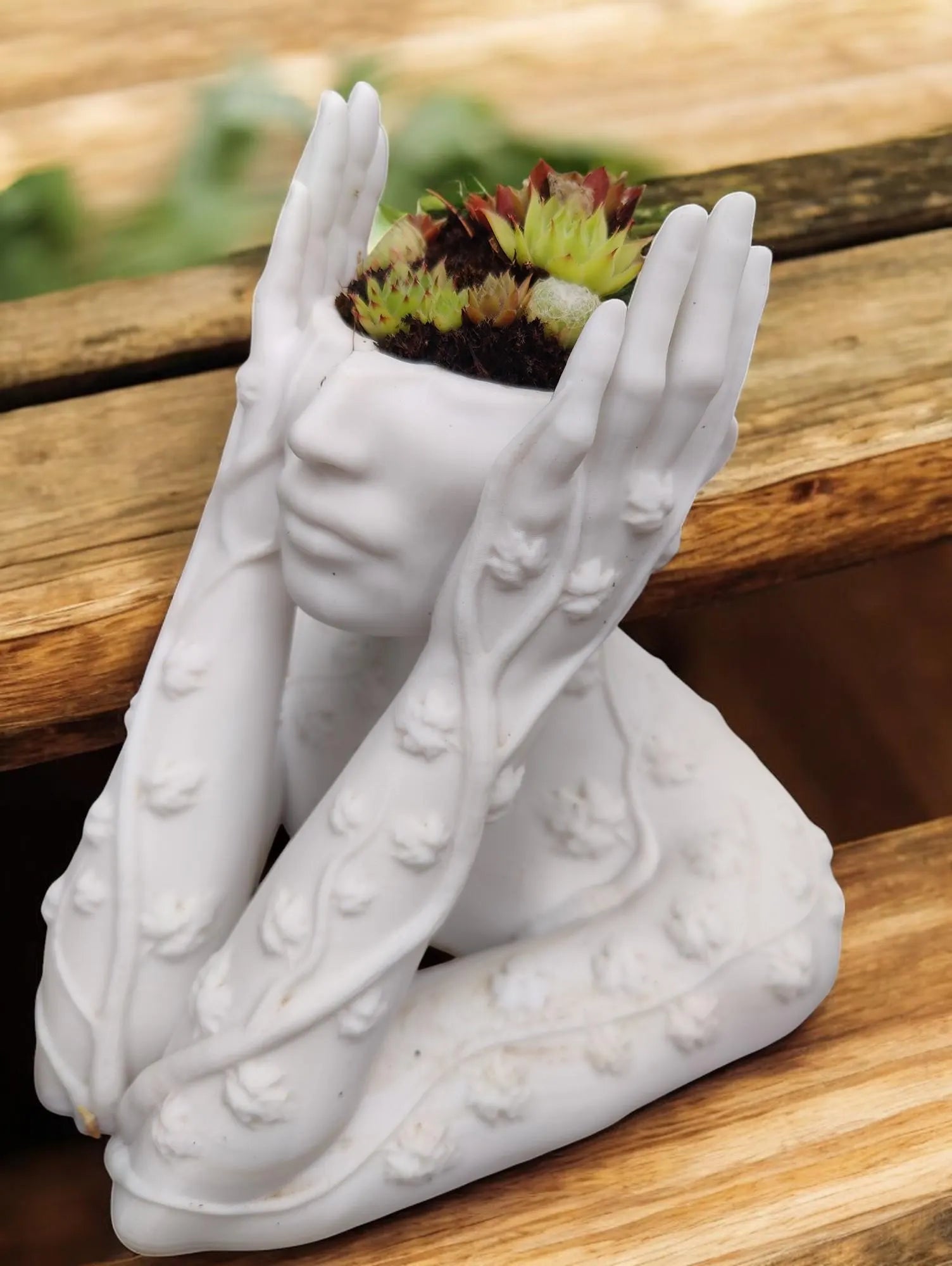 Ivy Goddess Head Planter, Woman Bust Flower Pot, Indoor, Outdoor Plants, Succulents, Cacti, Airplants, Boho Sculpture Decor Home, Office