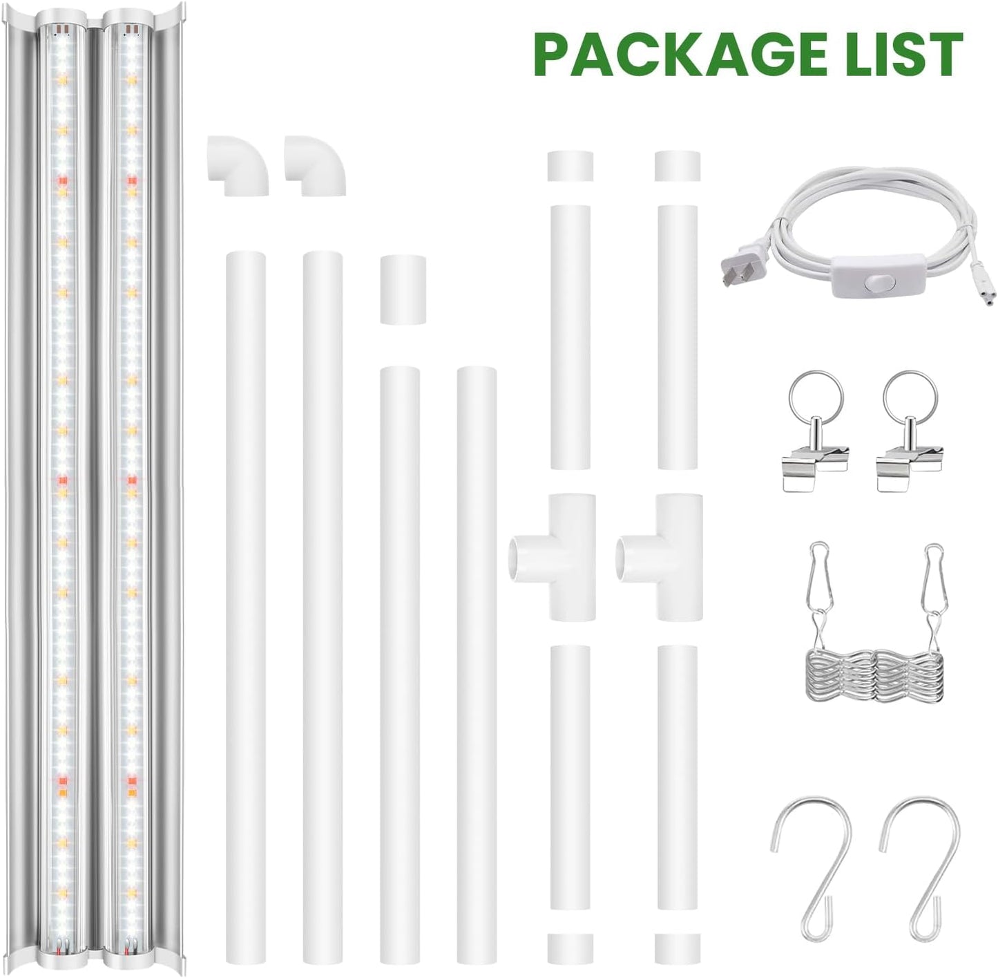 Grow Lights for Seed Starting with Stand, 2Ft T5 144 Leds Full Spectrum Seedling Grow Light for Indoor Plants, 32W High Output Seed Starter Light Kit, Height Adjustable, On-Off Switch