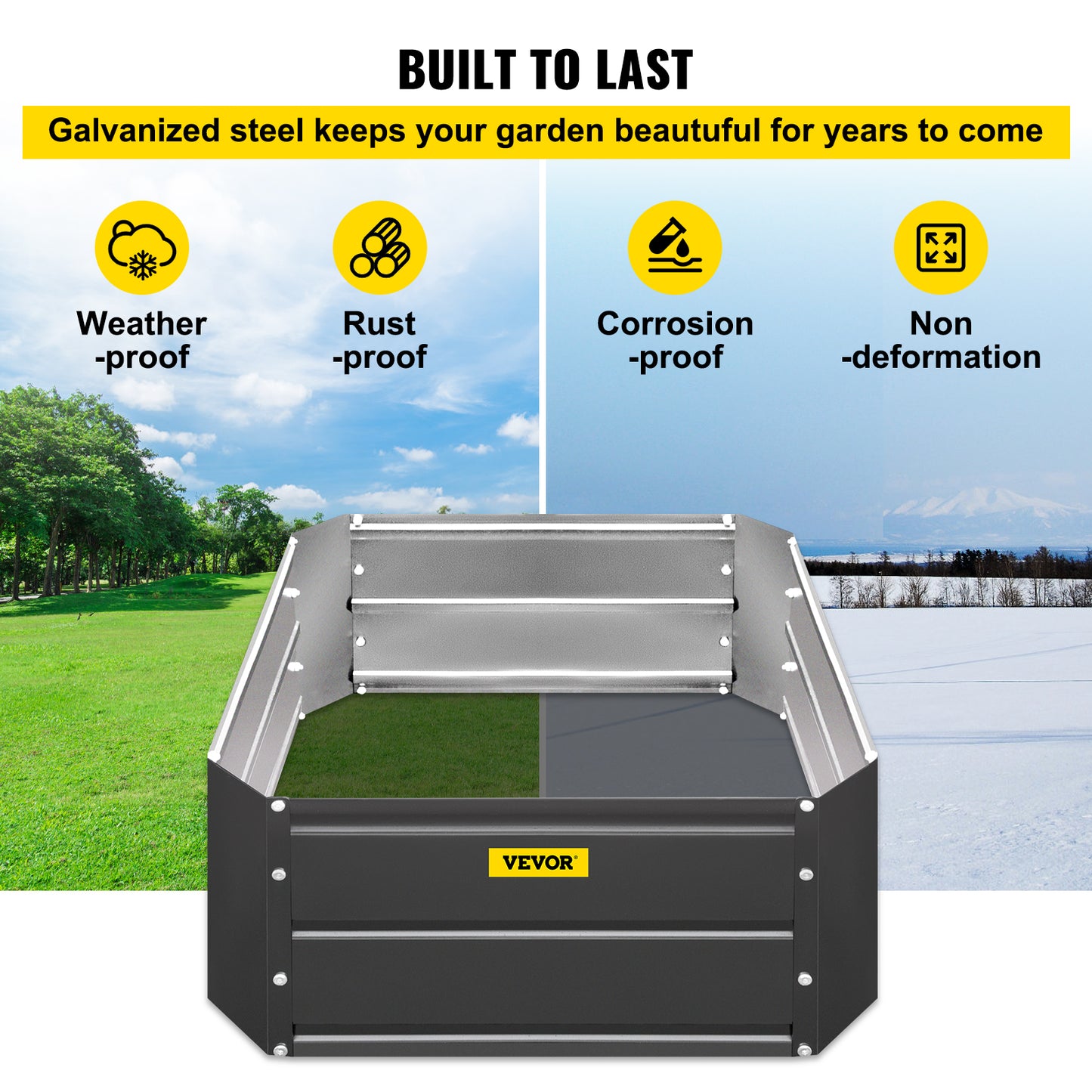 VEVOR Galvanized Raised Garden Bed Planter Box for Plant Flower Vegetable