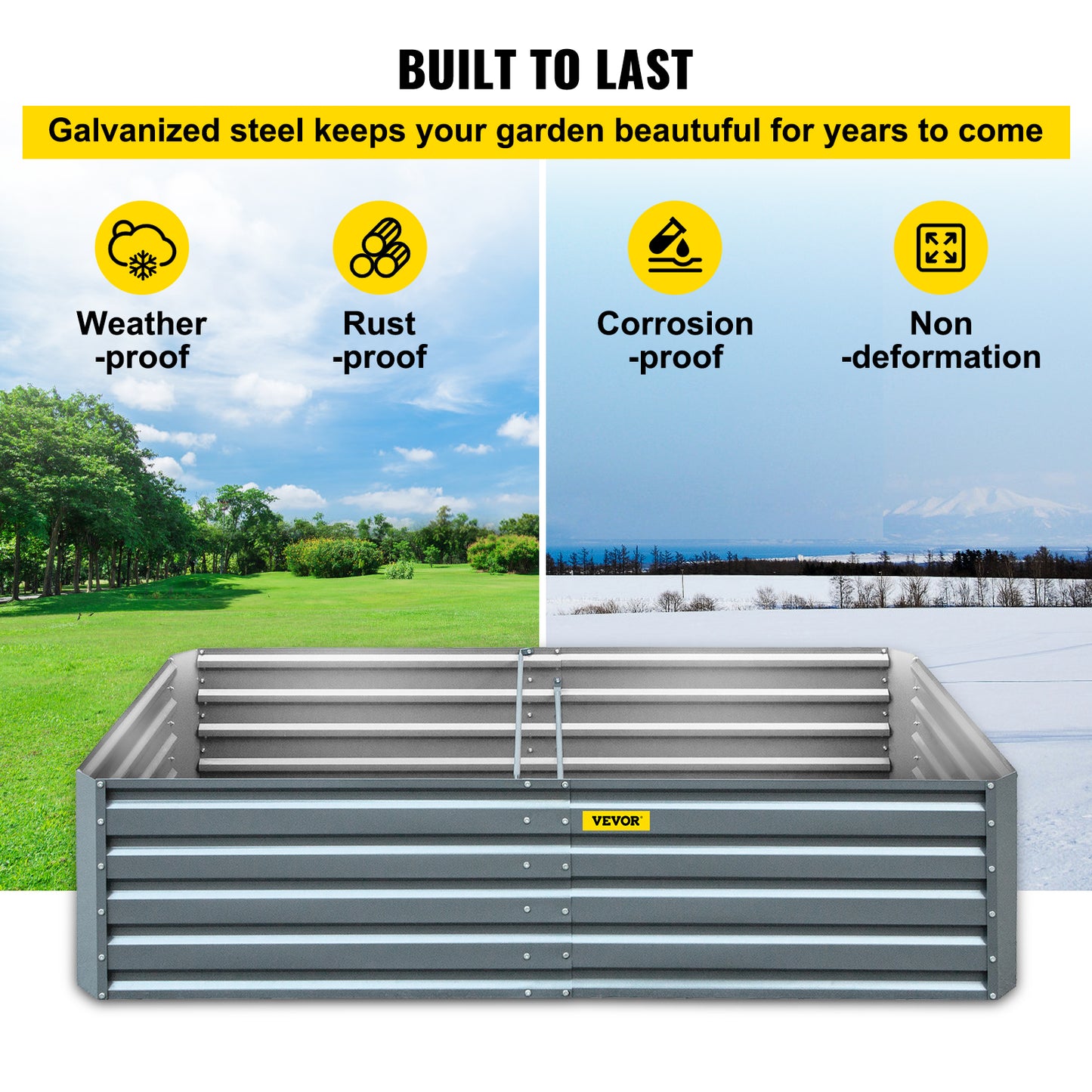 VEVOR Galvanized Raised Garden Bed Planter Box for Plant Flower Vegetable