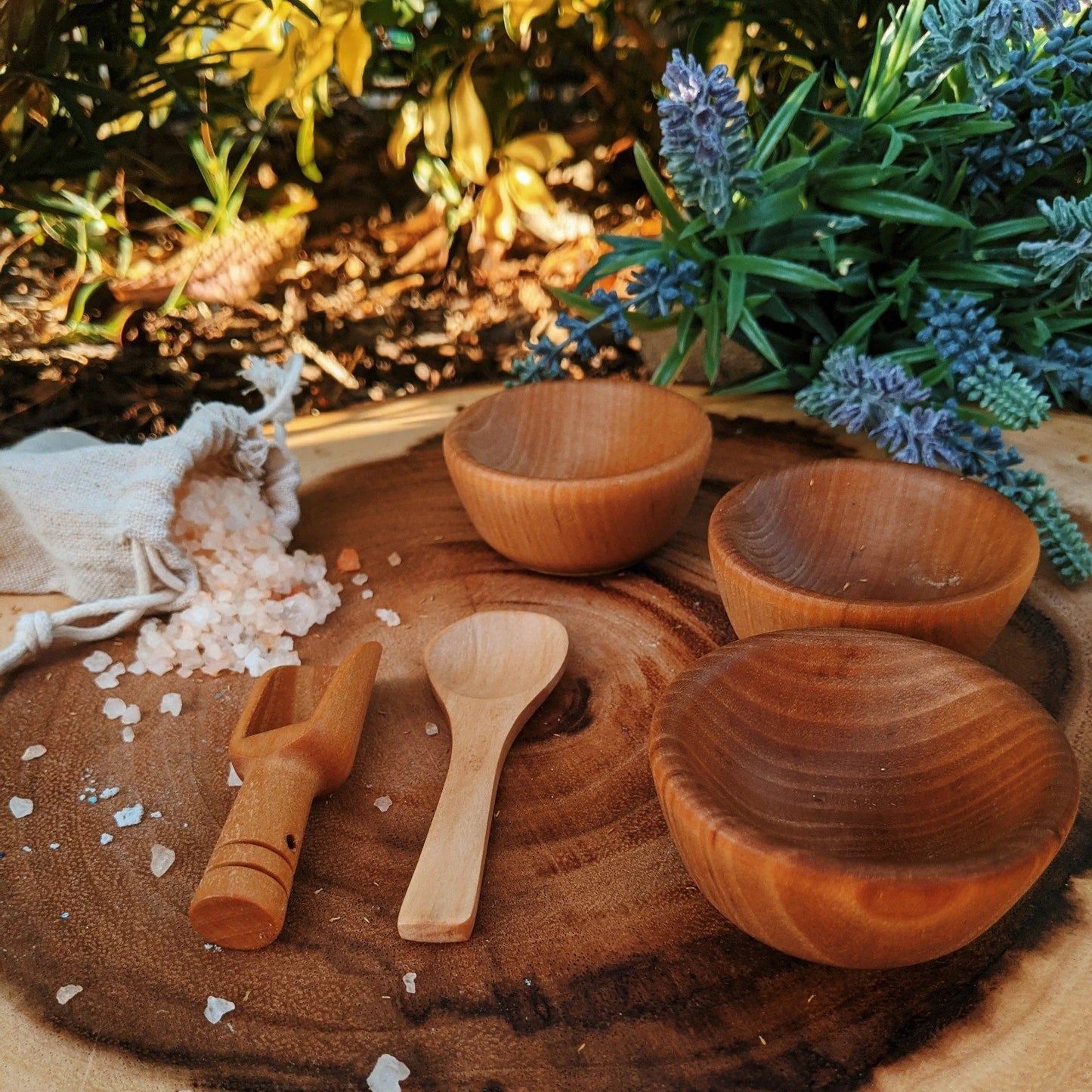 Wooden Potion Play Set - wooden bowls and spoons - all natural toys - gift for kids