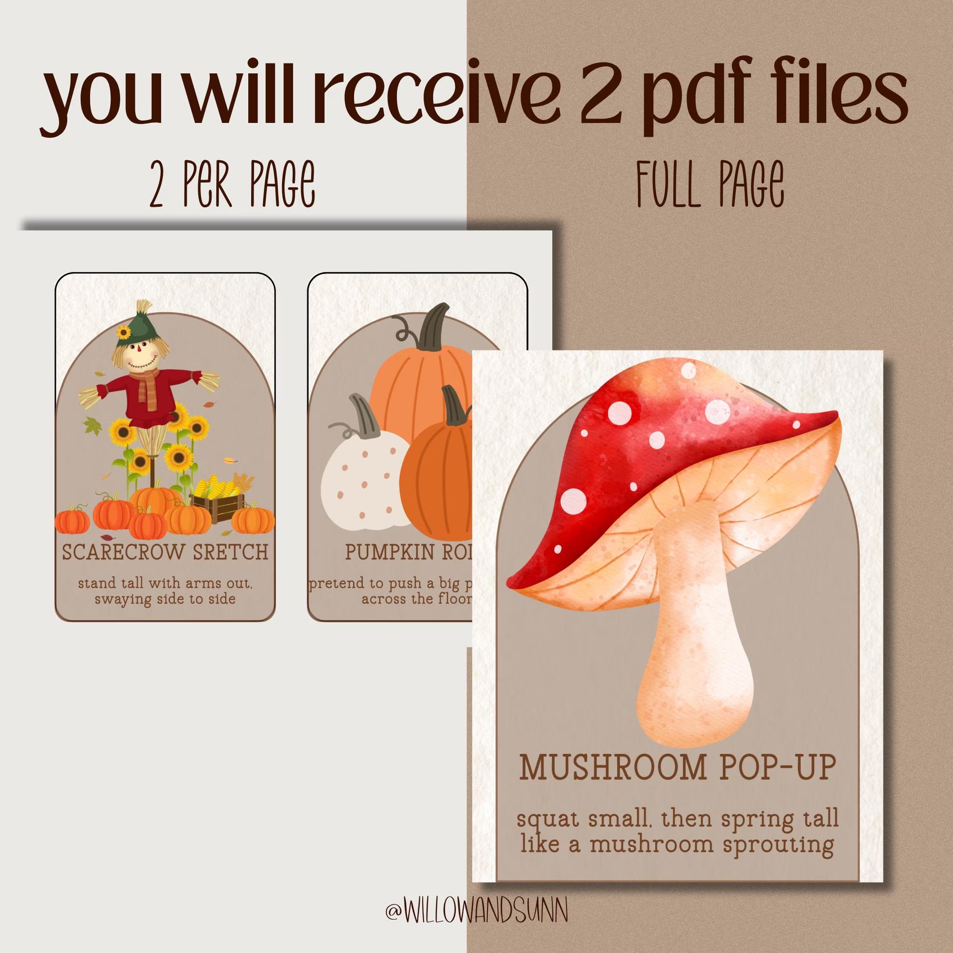 Autumn Movement Cards for Circle Time | Montessori Fall Movement Flashcards for Classrooms, Homeschool, Preschool (PDF Printable)