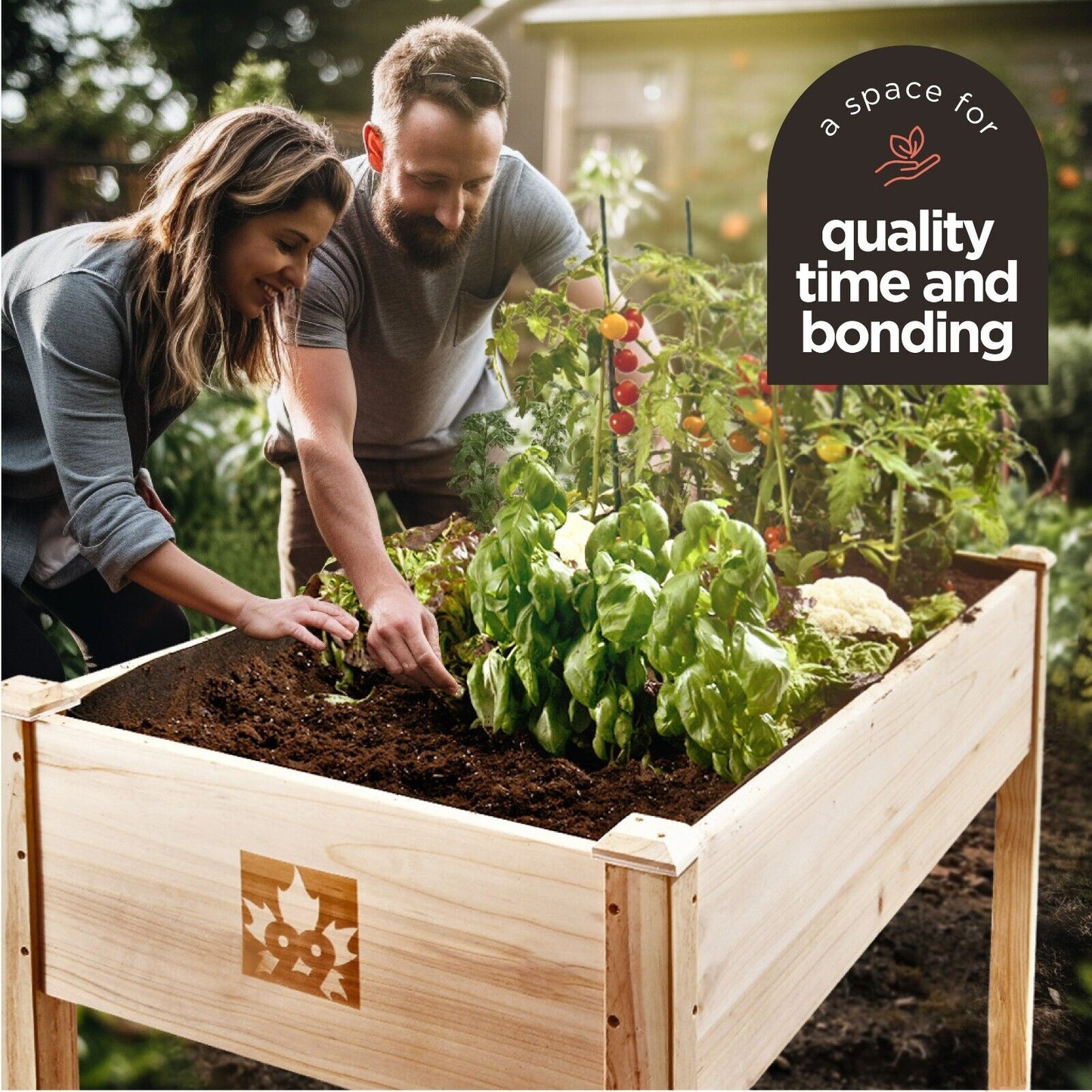 Raised Garden Bed - Elevated Wood Planter Box with Bed Liner