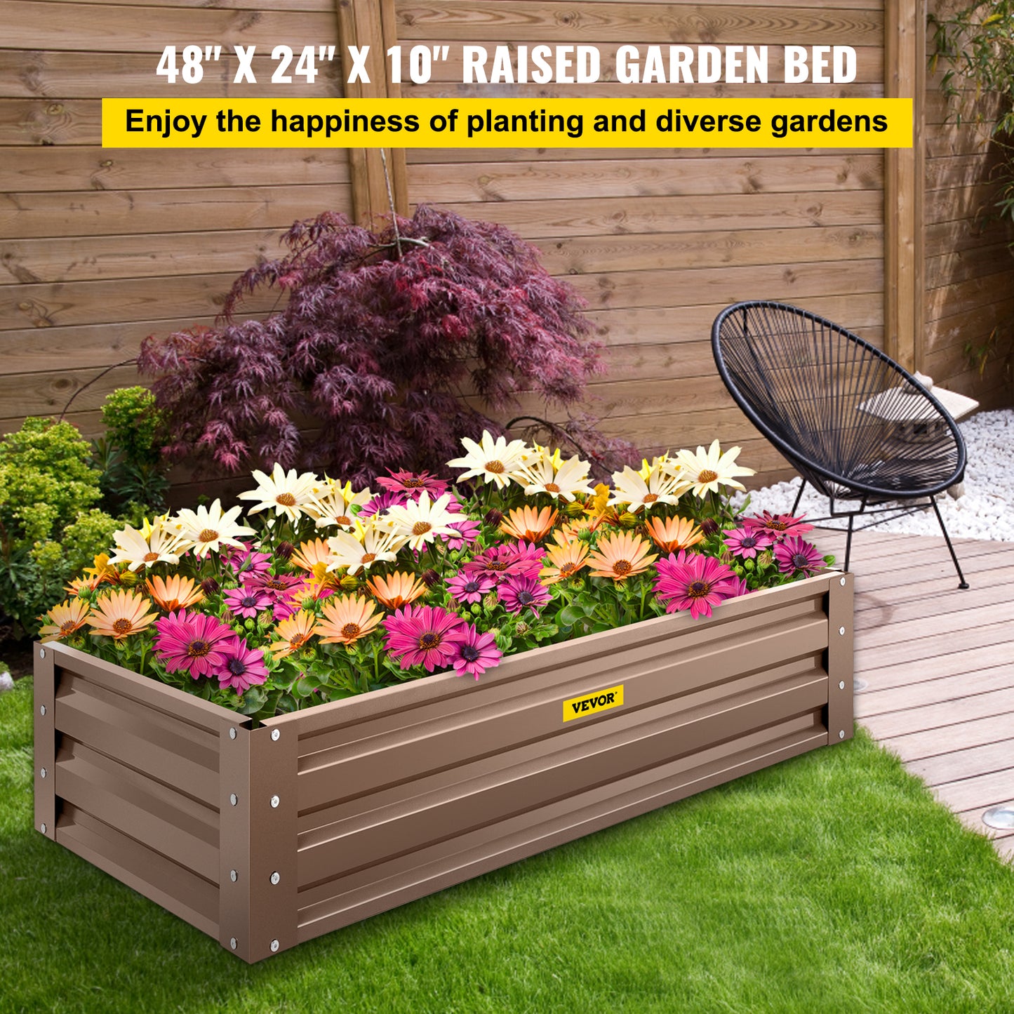 VEVOR Galvanized Raised Garden Bed Planter Box for Plant Flower Vegetable