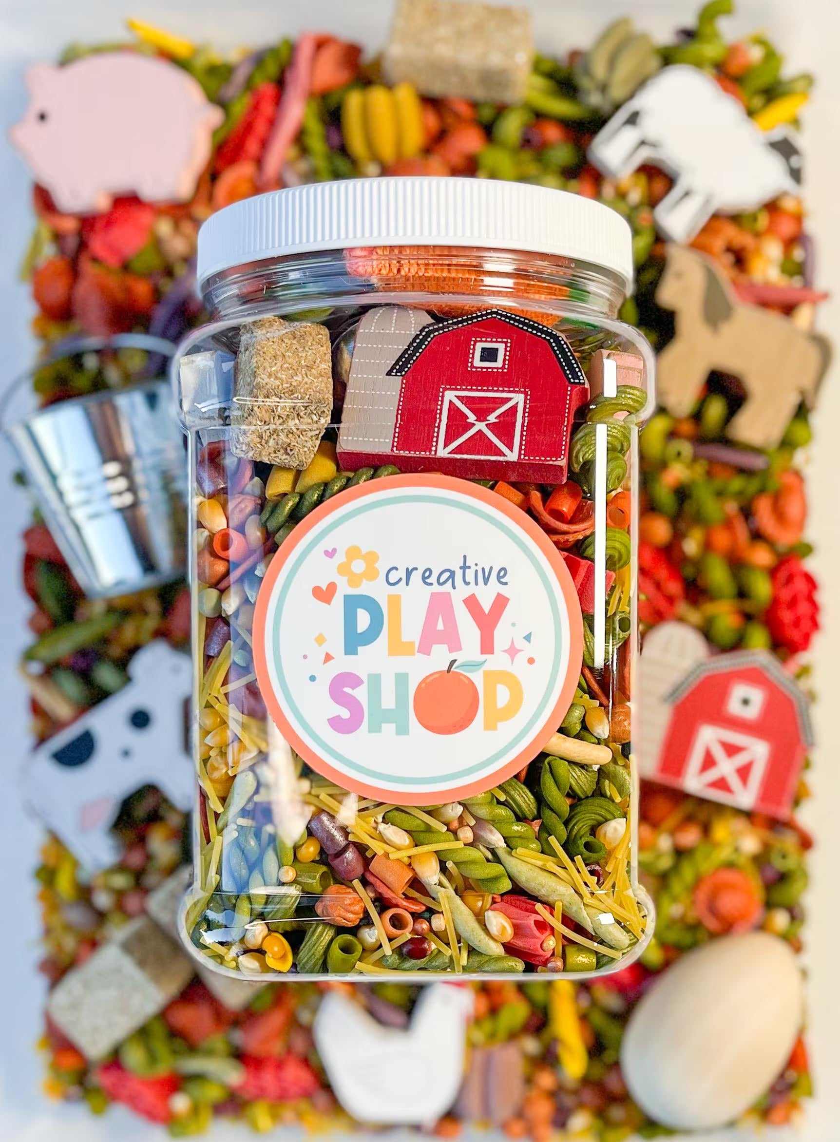 Farm-themed Sensory Play Jar, Farm Pour and Play Kit for Kids, Interactive Sensory Activity, Farm Toys for Creative Play