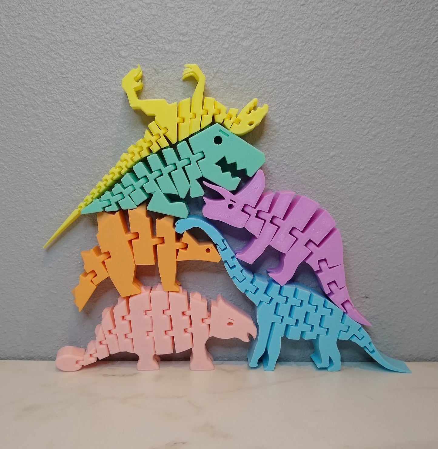 Flexible Dinosaur Toy Set: 3D Printed Montessori Sensory Toy