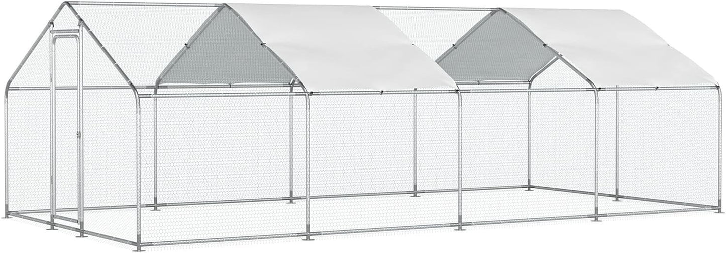 Large Metal Chicken Coop,Walk-in Hen House w/Cover,Poultr