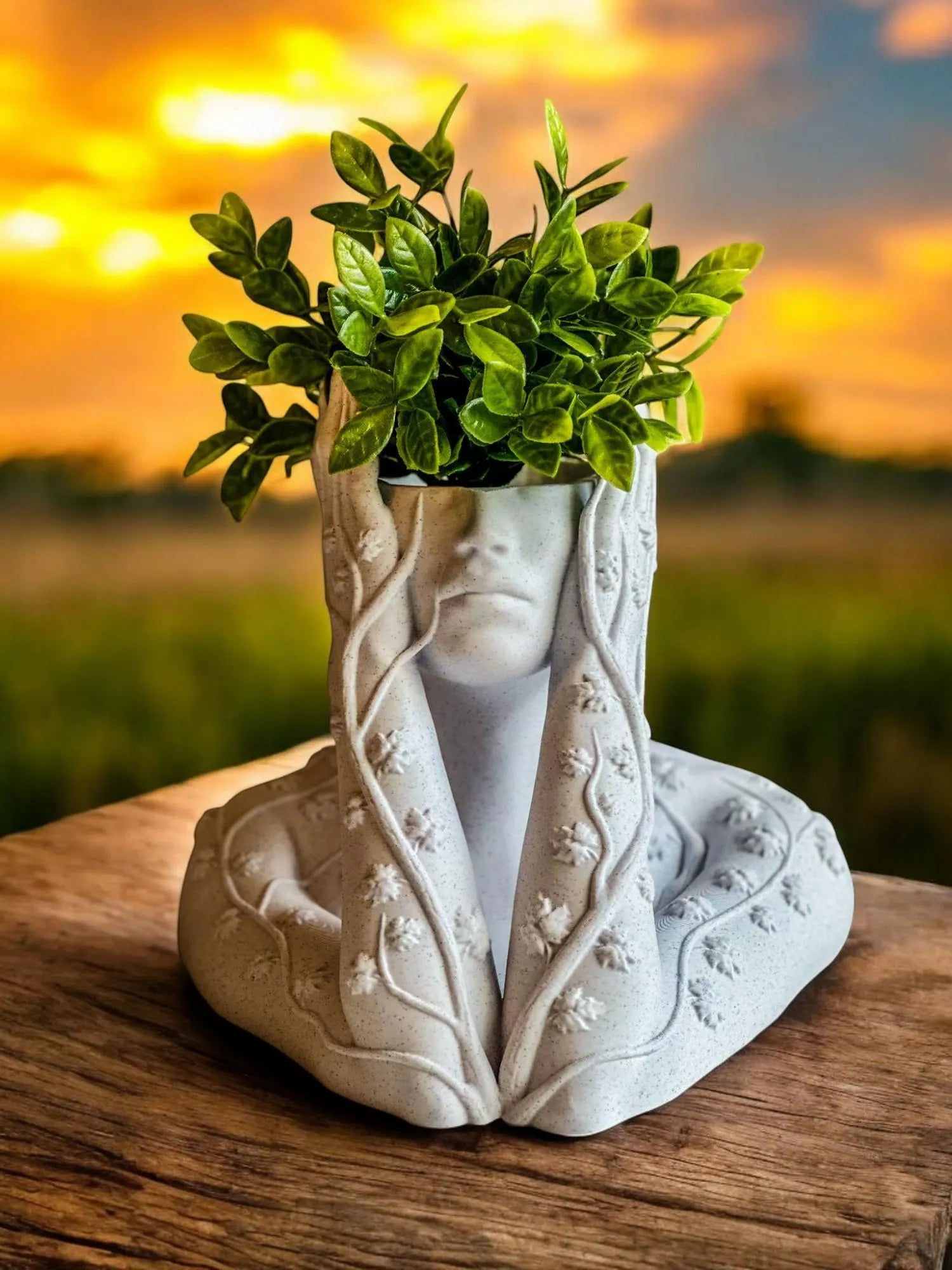 Ivy Goddess Head Planter, Woman Bust Flower Pot, Indoor, Outdoor Plants, Succulents, Cacti, Airplants, Boho Sculpture Decor Home, Office