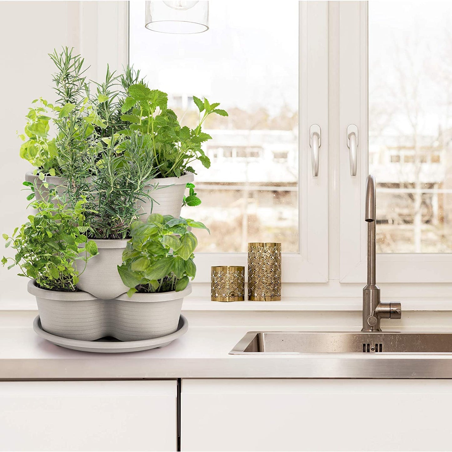 Stackable Planter, Vertical Oasis Tiered Garden Planter, Grow Vegetables, Herbs, and Succulents with Ease