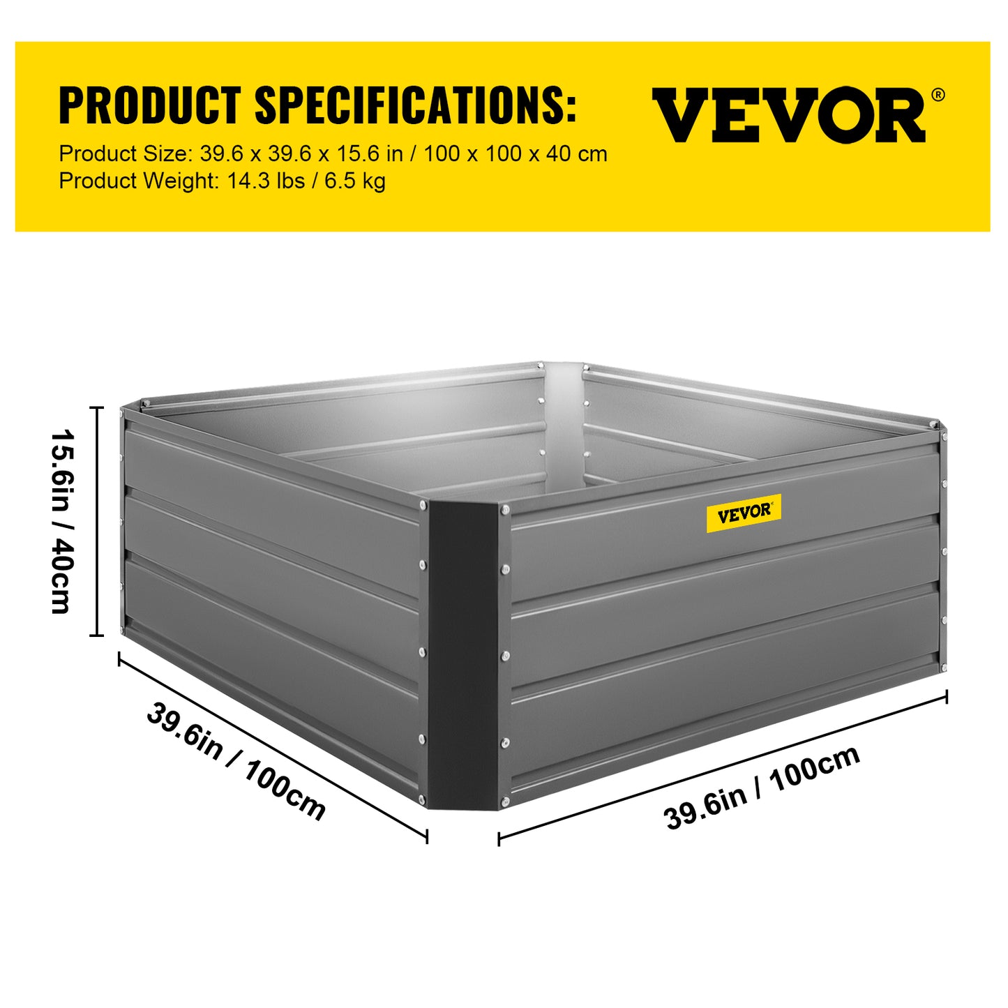 VEVOR Galvanized Raised Garden Bed Planter Box for Plant Flower Vegetable