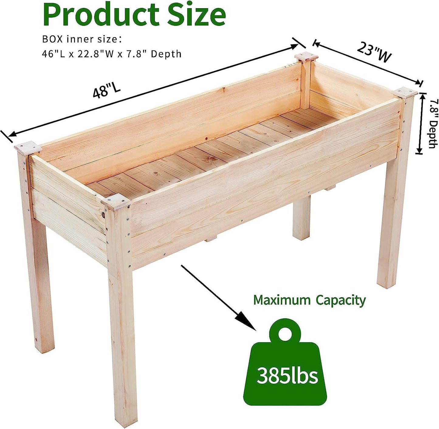 4FT Raised Garden Bed with Legs, Elevated Garden Box for Vegetable, Flower, Herb, Wood Planter Load Up to 250 Pounds for Gardening in Backyard Patio - Easy Assembly, 30in Height