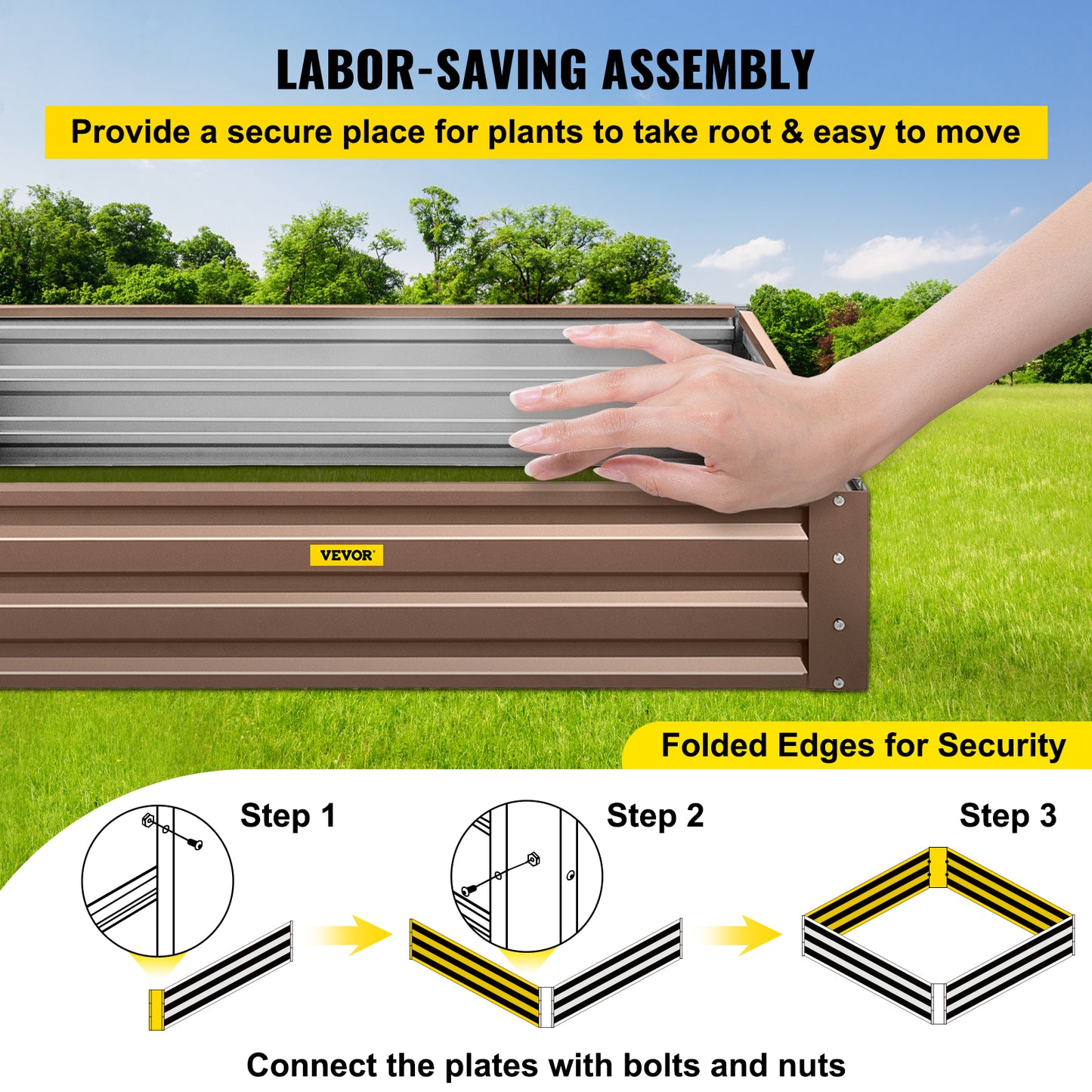 VEVOR Galvanized Raised Garden Bed Planter Box for Plant Flower Vegetable
