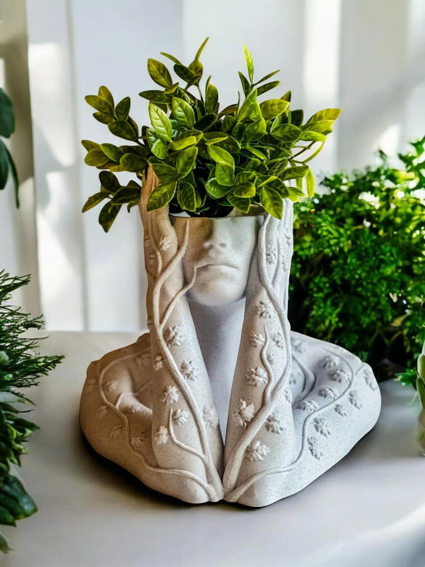 Ivy Goddess Head Planter, Woman Bust Flower Pot, Indoor, Outdoor Plants, Succulents, Cacti, Airplants, Boho Sculpture Decor Home, Office