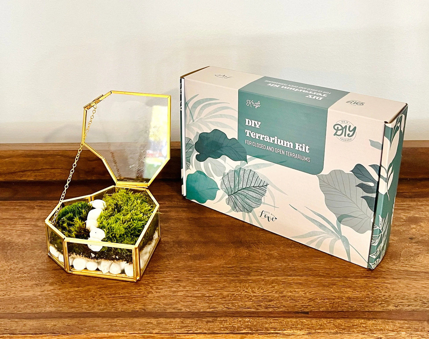 Fresh Moss Terrarium Kit: Golden Wardian Case, Live Plants (VIDEO INSTRUCTIONS)