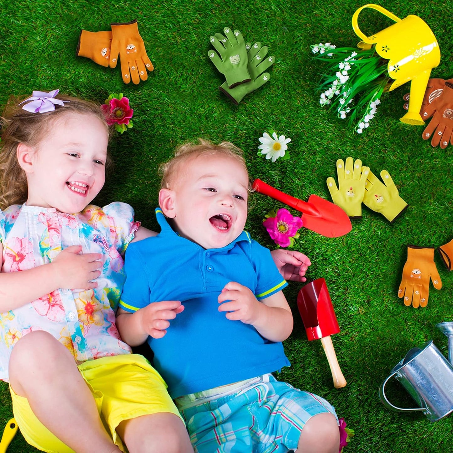 Small Toddler Gardening Gloves for Little Boys Girls Ages 2-4, Breathable Kids Work Gloves with Grippy Animal Paw Dots for Children Yard Landscape, Green Frog, 1 Pair
