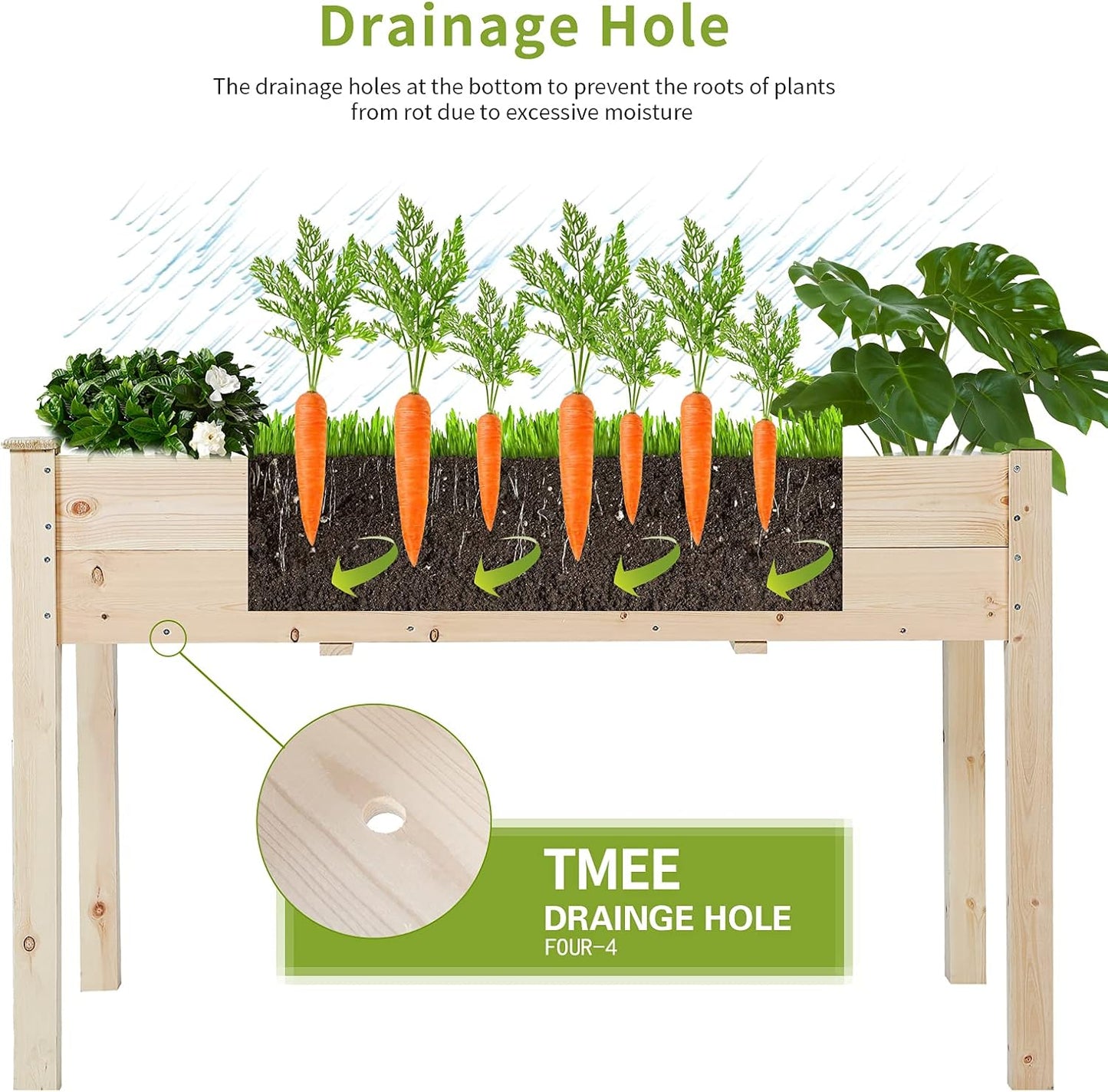 4FT Raised Garden Bed with Legs, Elevated Garden Box for Vegetable, Flower, Herb, Wood Planter Load Up to 250 Pounds for Gardening in Backyard Patio - Easy Assembly, 30in Height