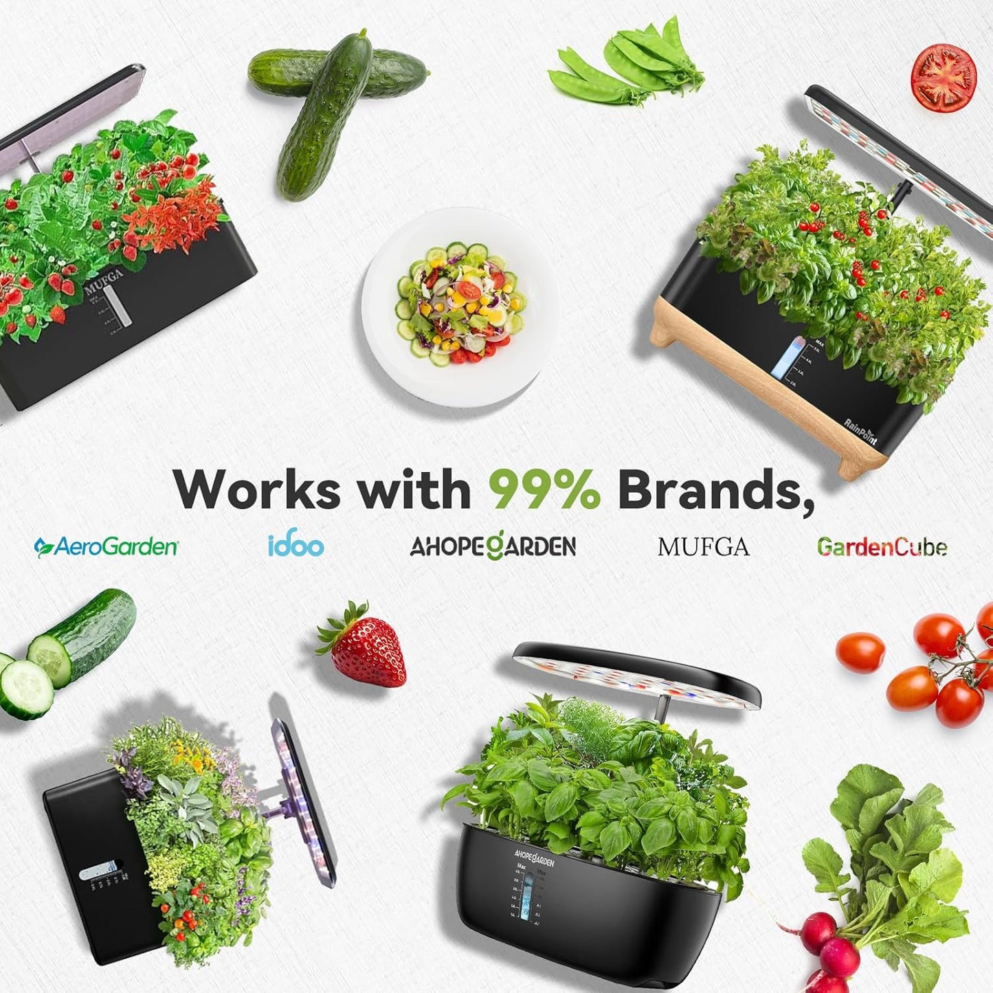 Fruit Seed Pod Kit for Aerogarden, Ahopegarden, GARDENCUBE, MUFGA, Idoo Hydroponics Growing System, 7-Pods (350+ Seeds Include Strawberry, Tomato, Cucumber, Pea, Ruby Queen Beet)
