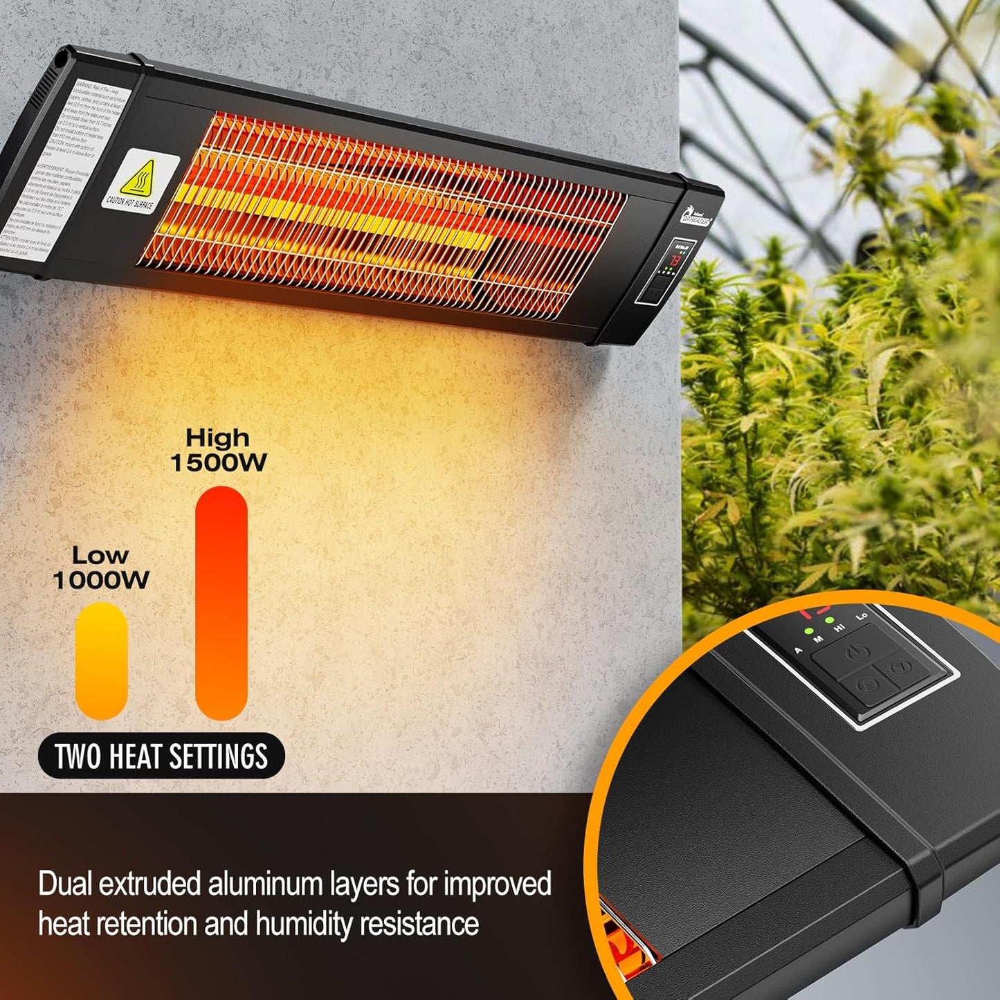 Dr Infrared Heater DR-268 Smart Greenhouse Heater with Built in Temperature Control and Digital Thermostat