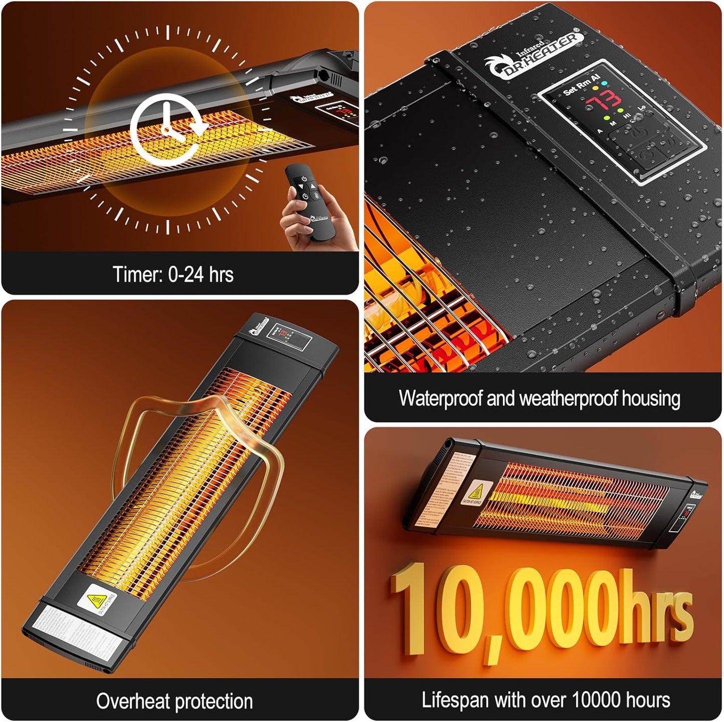 Dr Infrared Heater DR-268 Smart Greenhouse Heater with Built in Temperature Control and Digital Thermostat