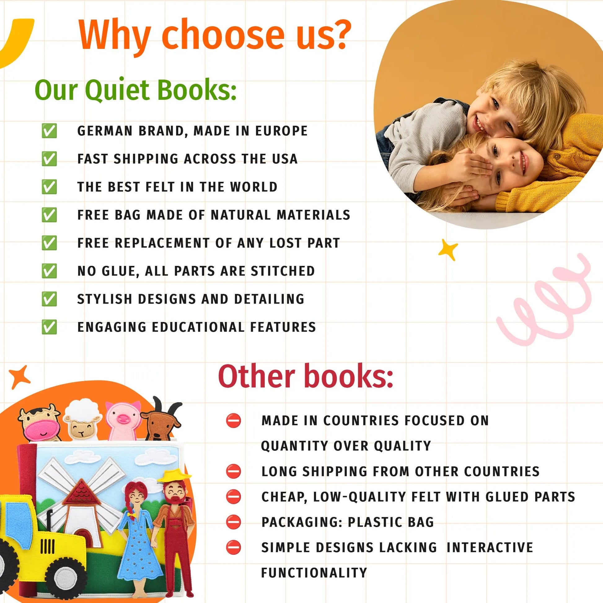 Felt Quiet Book: Farm Animals Montessori Activity Book