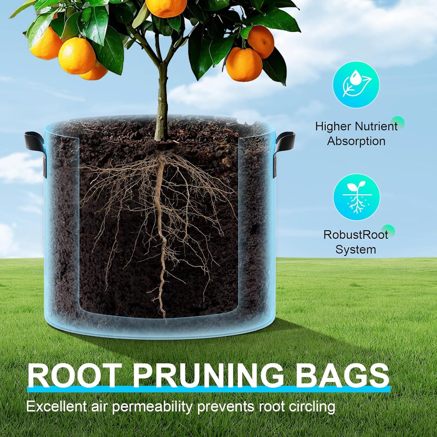 4-Pack Fabric Grow Bags 5 Gallon, 300G Thickened Nonwoven Plant Grow Bags, Grow Pots for Plants, Growing Bags with Handles, Planting Bags for Vegetables, Black