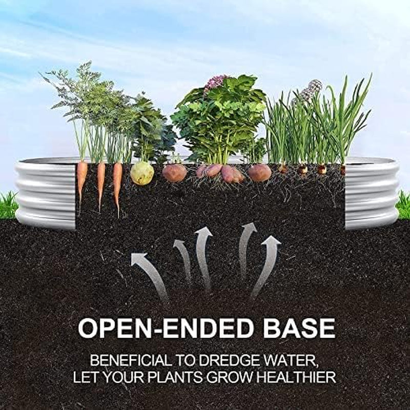 2Pcs Galvanized Raised Garden Bed Kit, Galvanized Planter Oval Large Metal Raised Garden Boxes Outdoor for Vegetables…