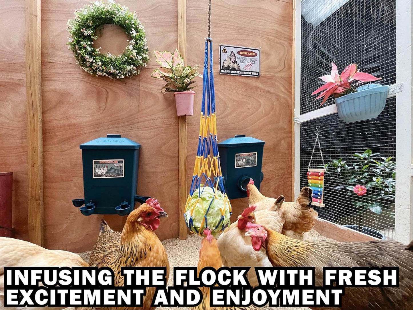 Automatic Port Chicken Feeder and Cup Waterer Set - Chicken Coop Accessories, No Waste Poultry Feeder, 3 Gallon/16 Pounds