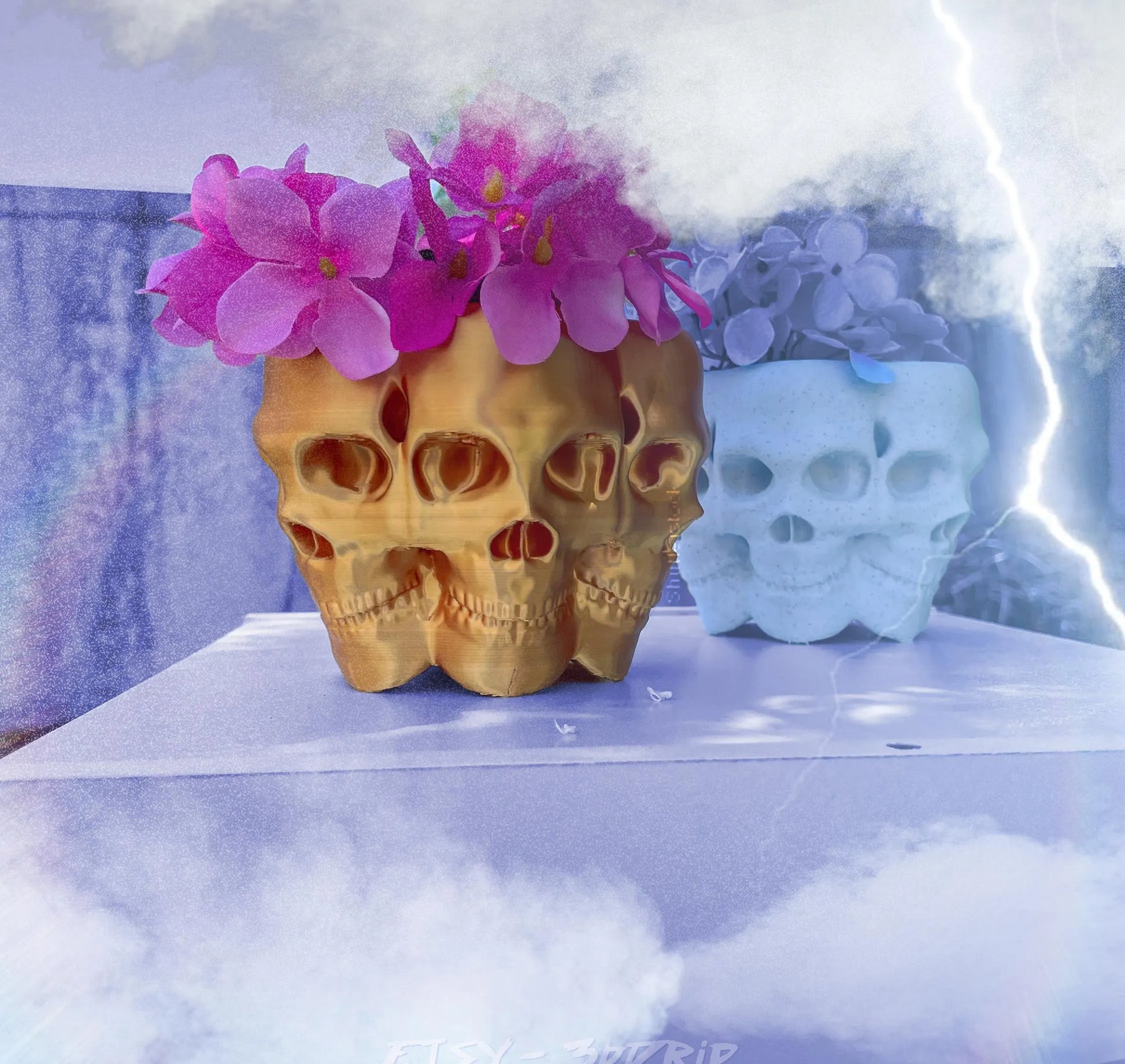 Multifaced Skull Planter, Poly Face Vase, Goth Flower Pot, Skeleton Bowl, Succulent, Cacti, Air Plant, Halloween Decor, Home, Garden, Office