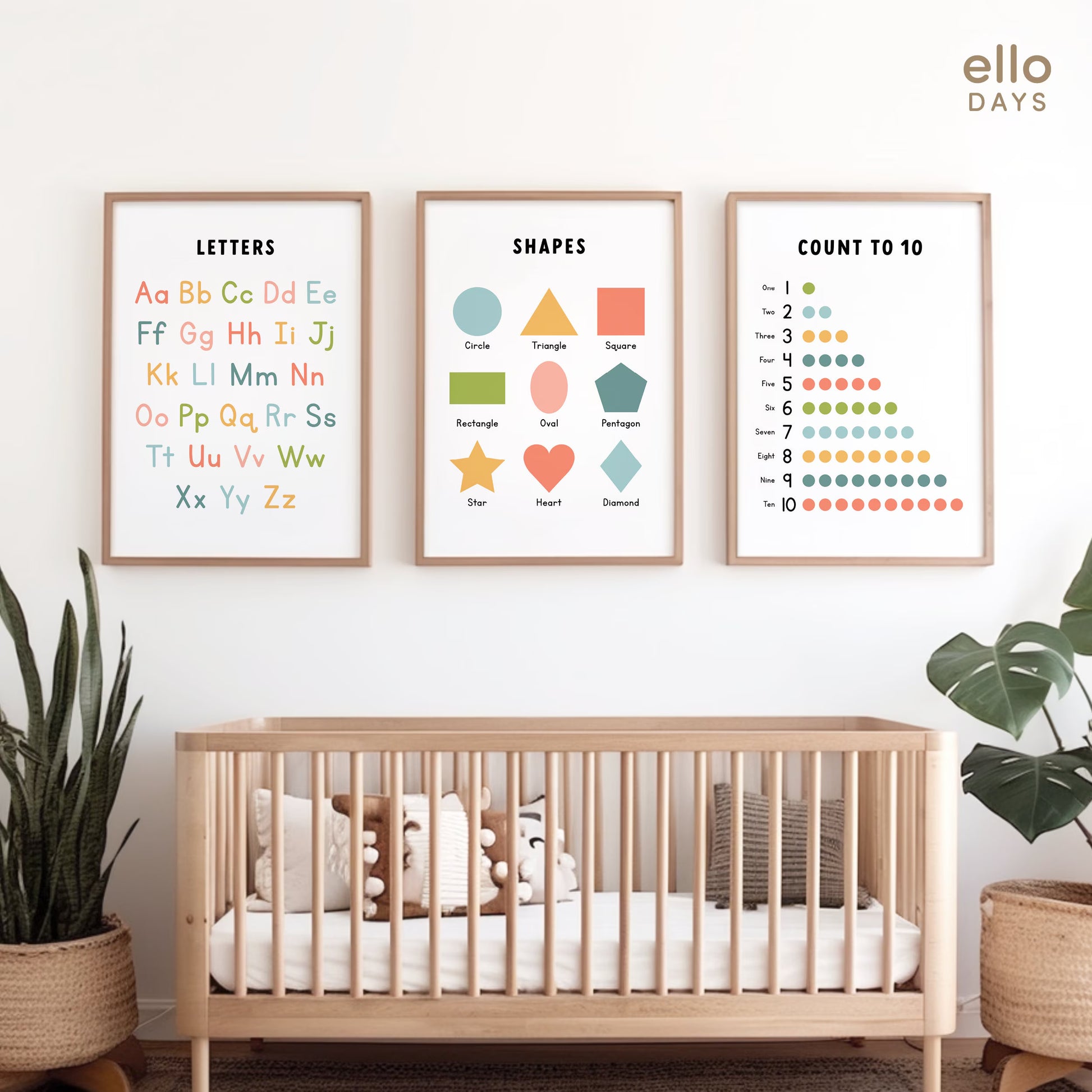 Toddler Preschool Educational Posters, Set of 6 Classroom Prints, Montessori Homeschool Wall Art, Playroom Decor